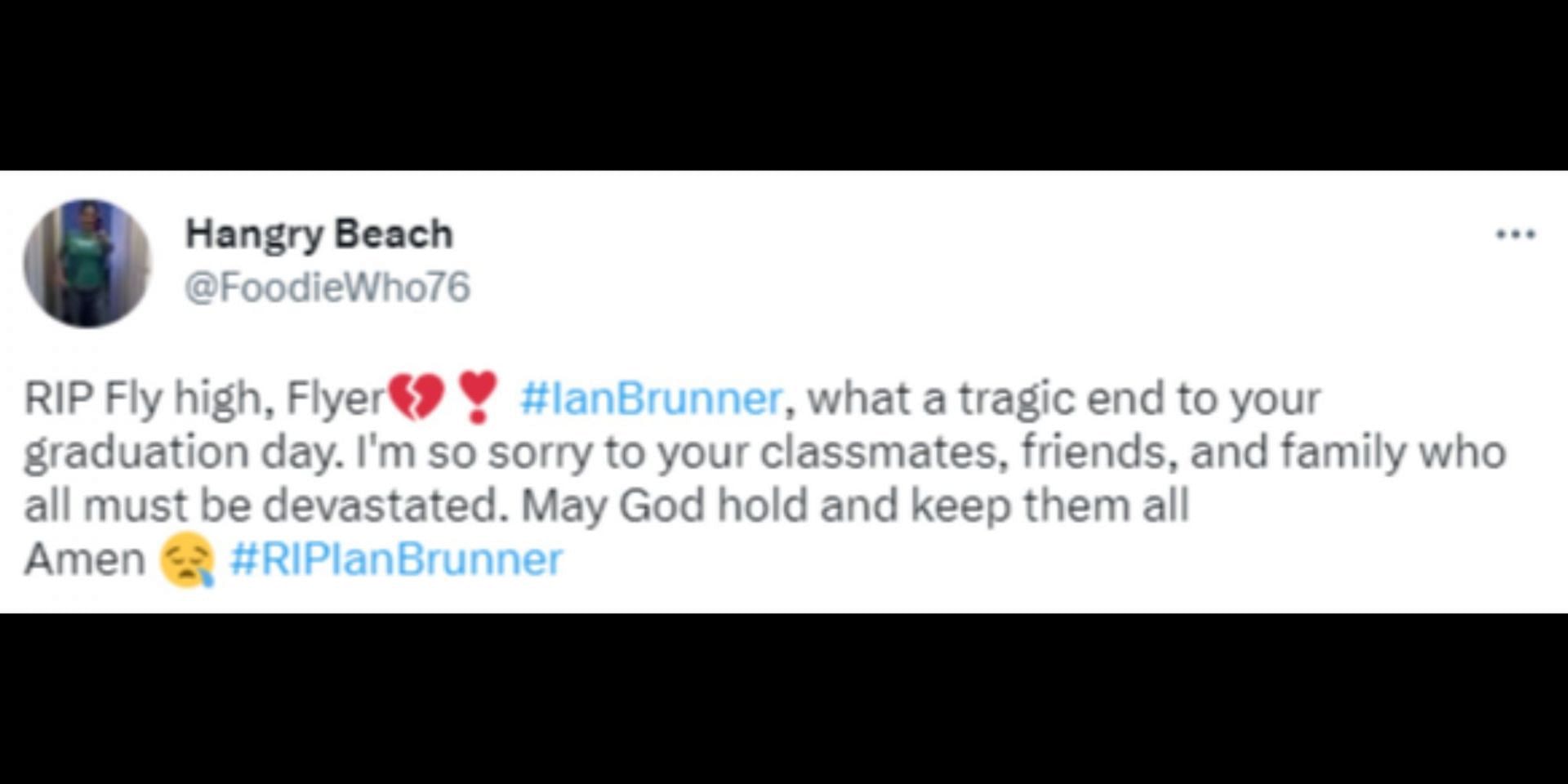 Ian Brunner was only 22 years old. (Image via Twitter/@FoodieWho76)