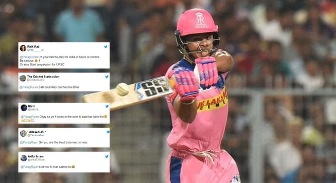 "Be serious or else start preparation for UPSC" - Fans troll Riyan Parag for posting videos hitting sixes in the nets