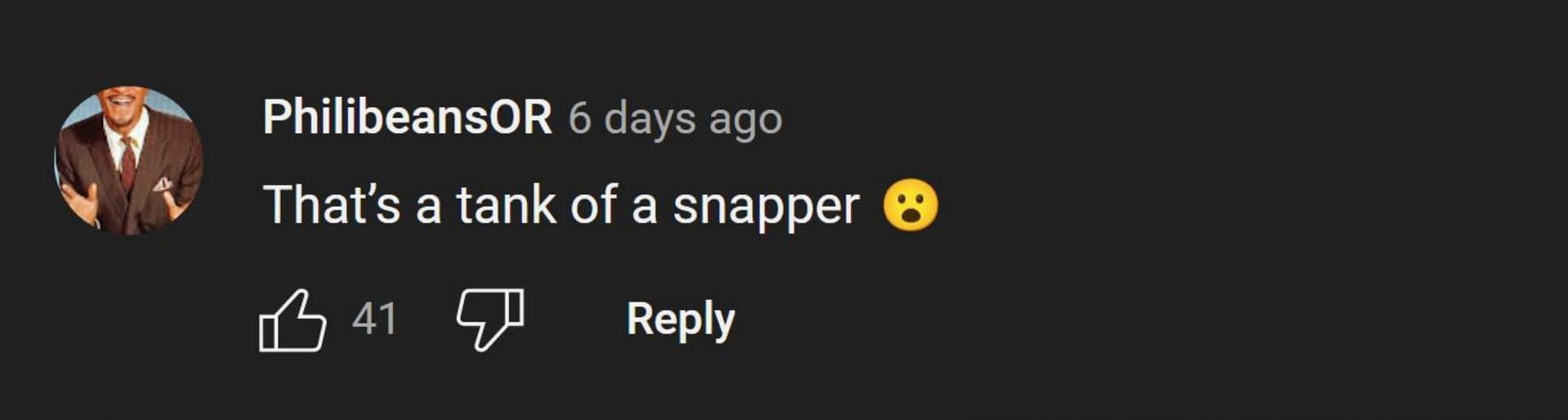 Youtube comments on the snapper have been hilarious ( Image via Youtube/Crime Pays But Botany Doesn&#039;t )