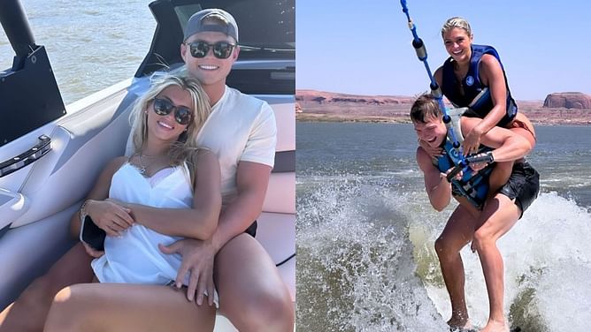 IN PHOTOS: Zach Wilson and rumored girlfriend Nicolette Dellanno go wakesurfing amid Jets OTAs