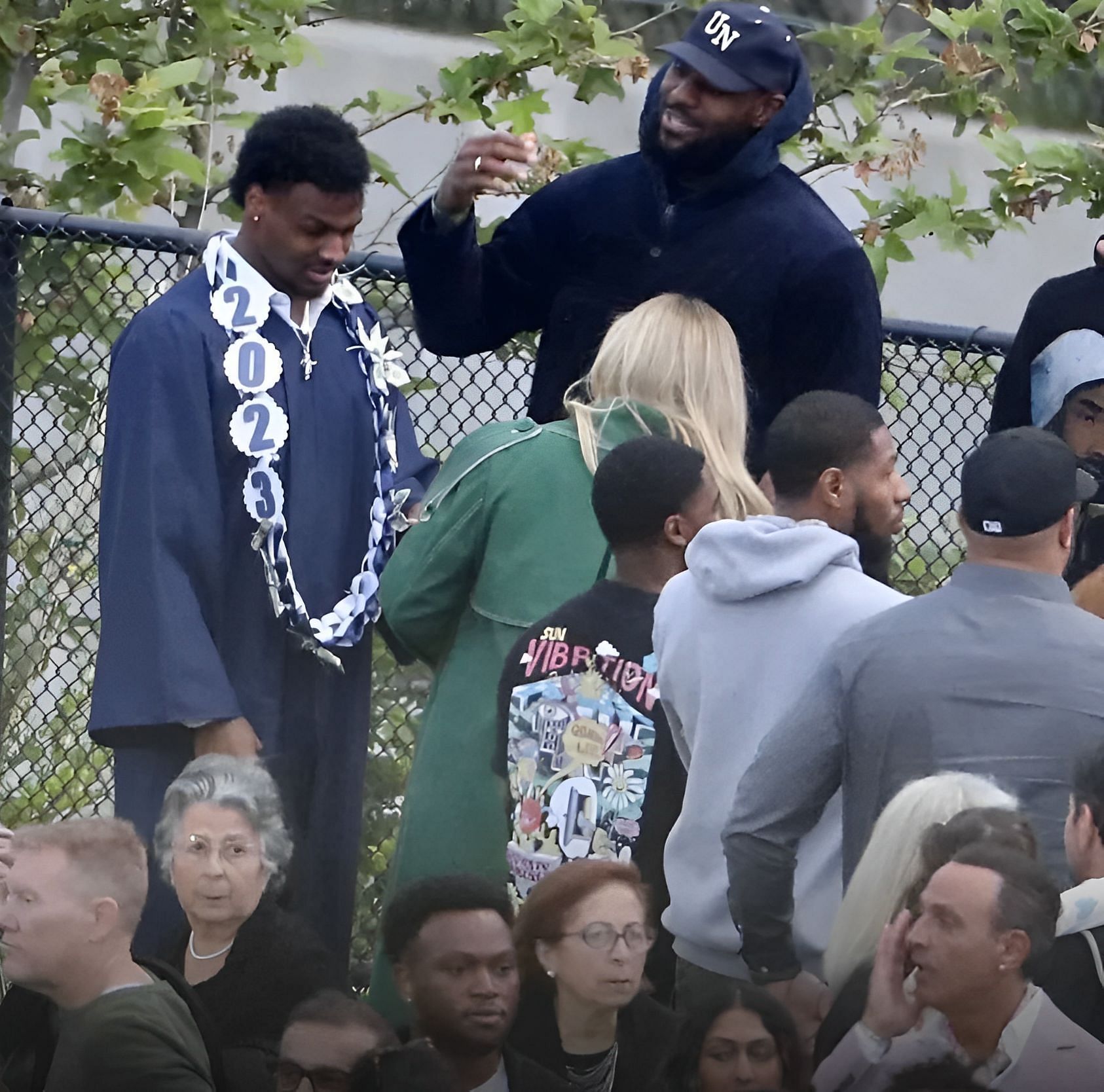 LeBron James congratulating his son for graduating