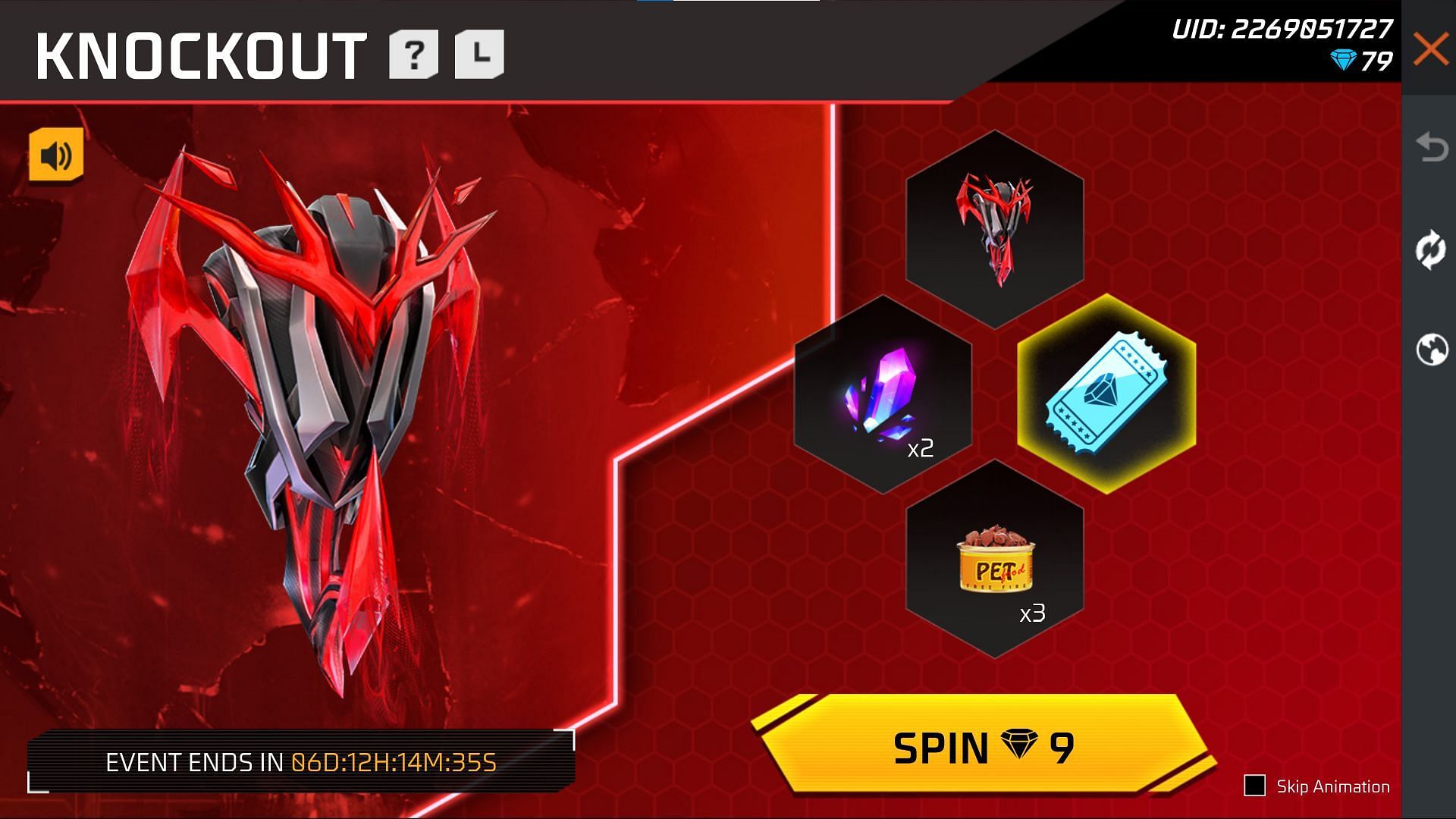 The rewards in the new Knockout event (Image via Garena)