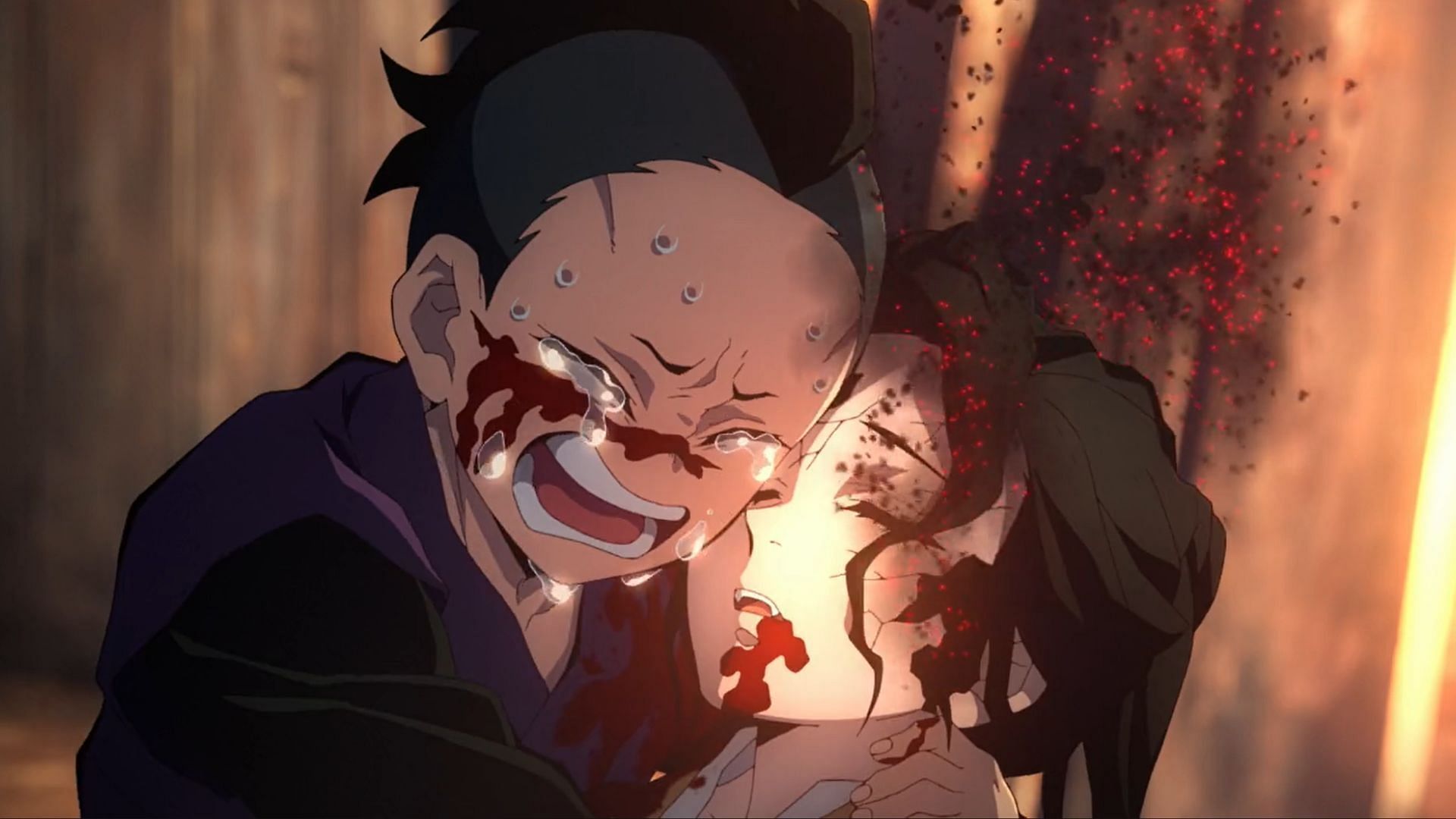 Genya and his mother as seen in Demon Slayer season 3 episode 6 (Image via Ufotable)