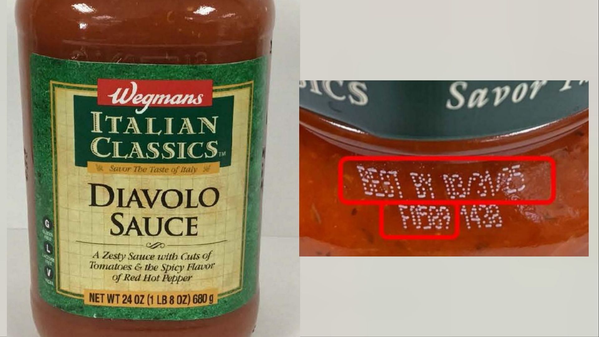 the recalled Wegmans Italian Classics Diavolo pasta sauce could cause severe to life-threatening allergies (Image via FDA)