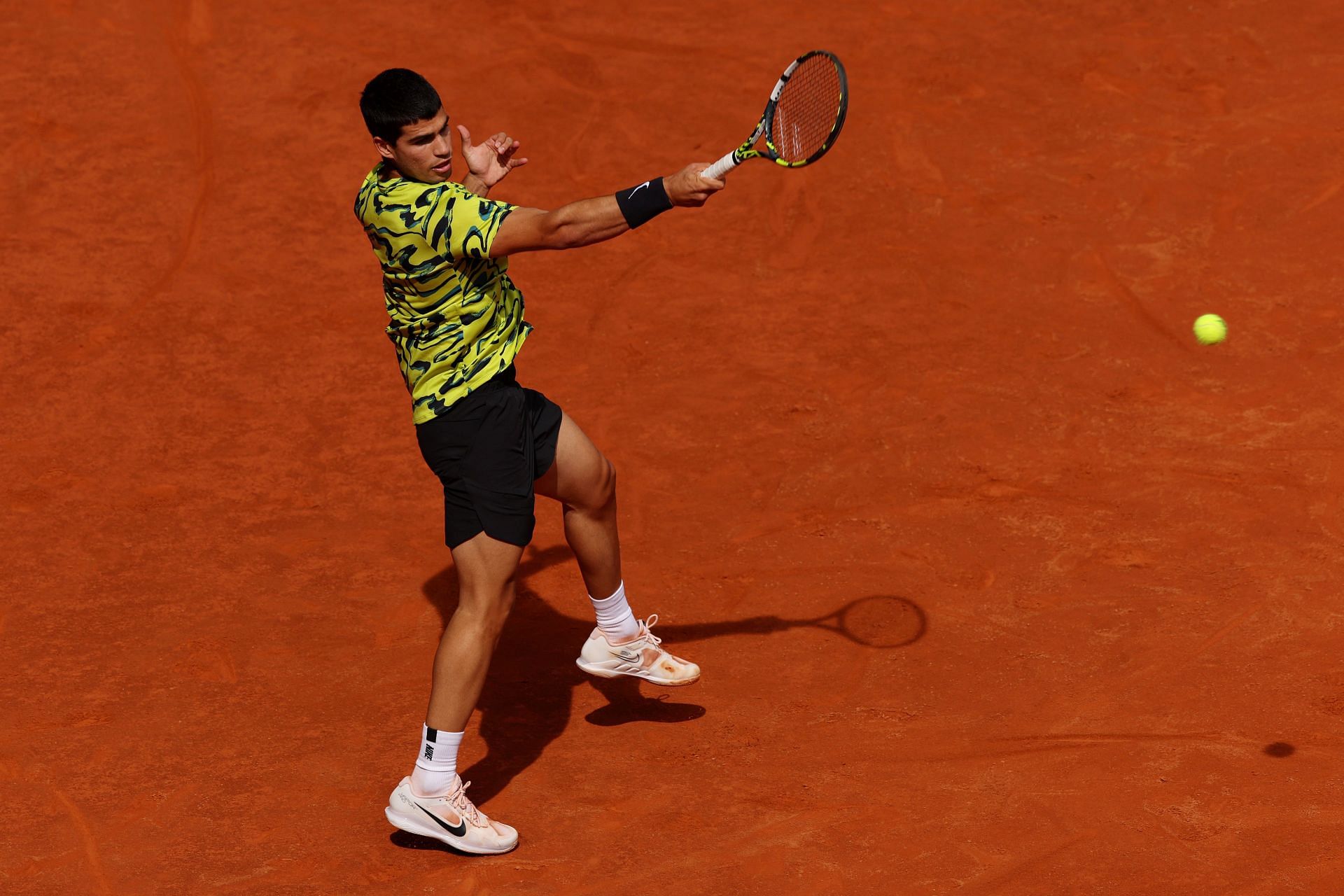 Carlos Alcaraz in action at the Madrid Open