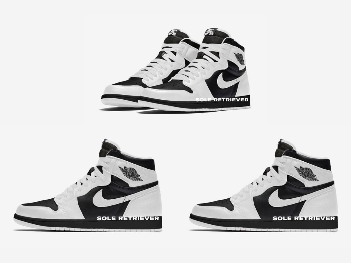 The upcoming Nike Air Jordan 1 High &quot;Reverse Panda&quot; sneakers have received a mock-up by Sole Retriever and House of Heat (Image via Sportskeeda)