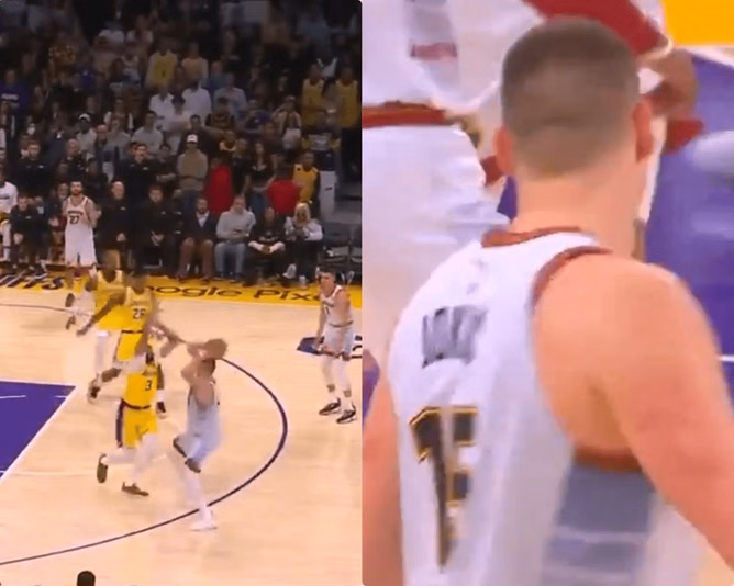 Watch: Nikola Jokic hits yet another insane shot over Anthony Davis