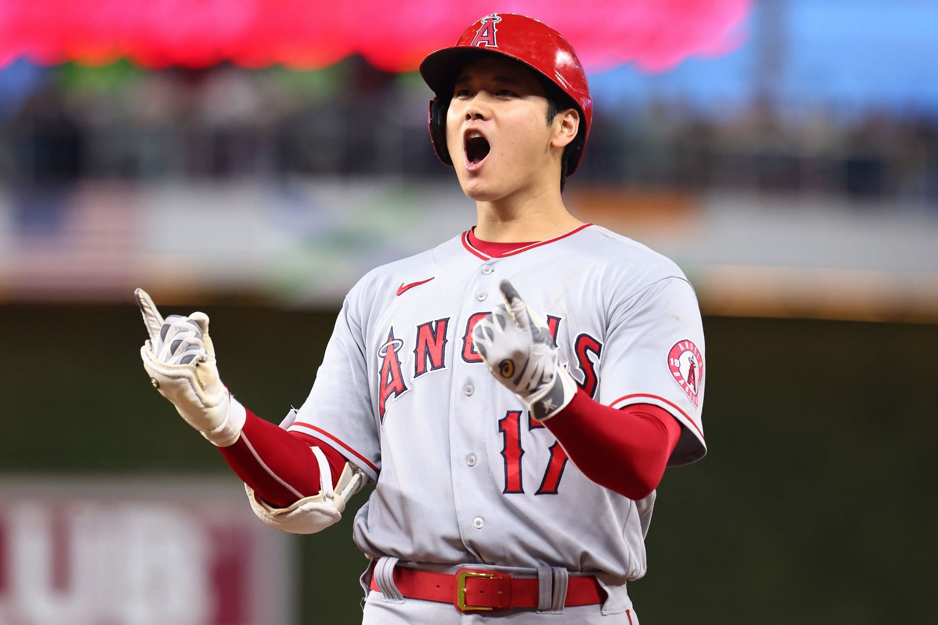 Shohei Ohtani in Los Angeles Angels v Miami Marlins game