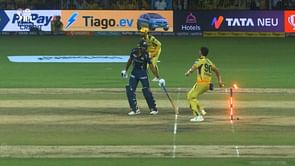 [In Pictures] MS Dhoni reacts as Deepak Chahar tries to run out non-striker Vijay Shankar while bowling