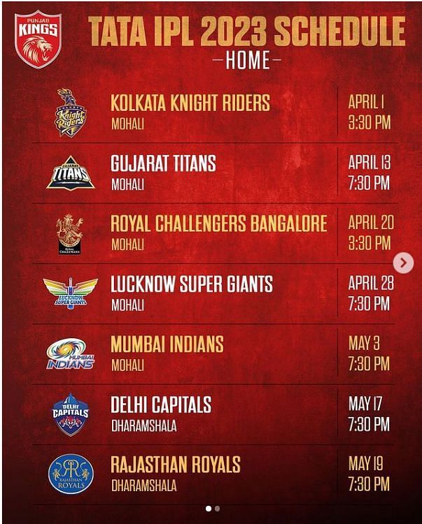 IPL Match Schedule 2023 & Time Table