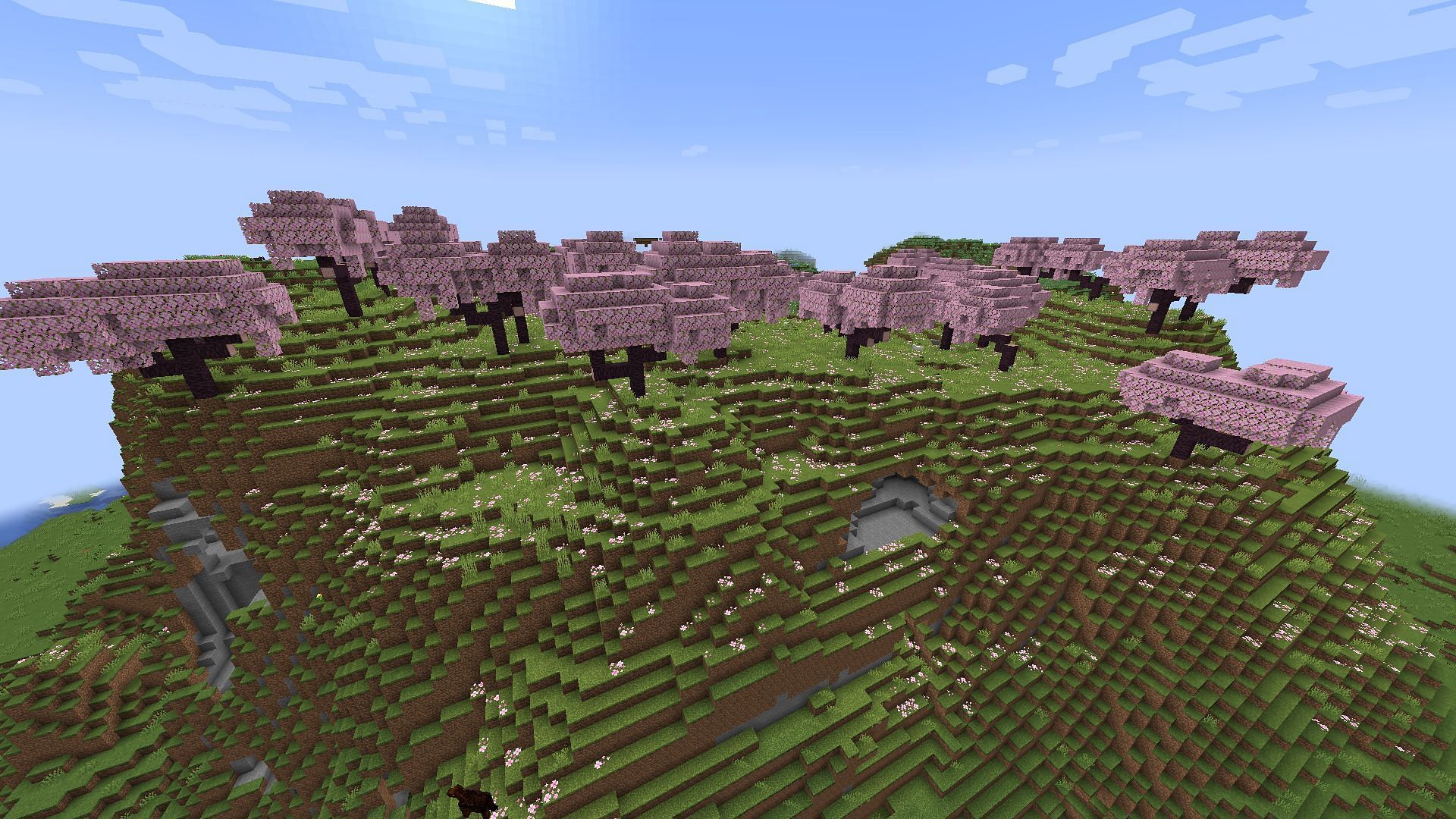 Cherry Grove is the brand new biome coming to the Minecraft 1.20 update (Image via Mojang)