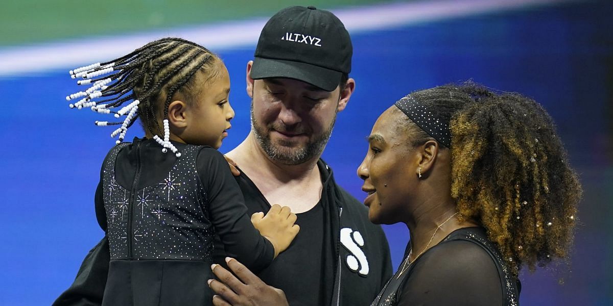 Serena Williams and Alexis Ohanian pictured with their daughter Olympia