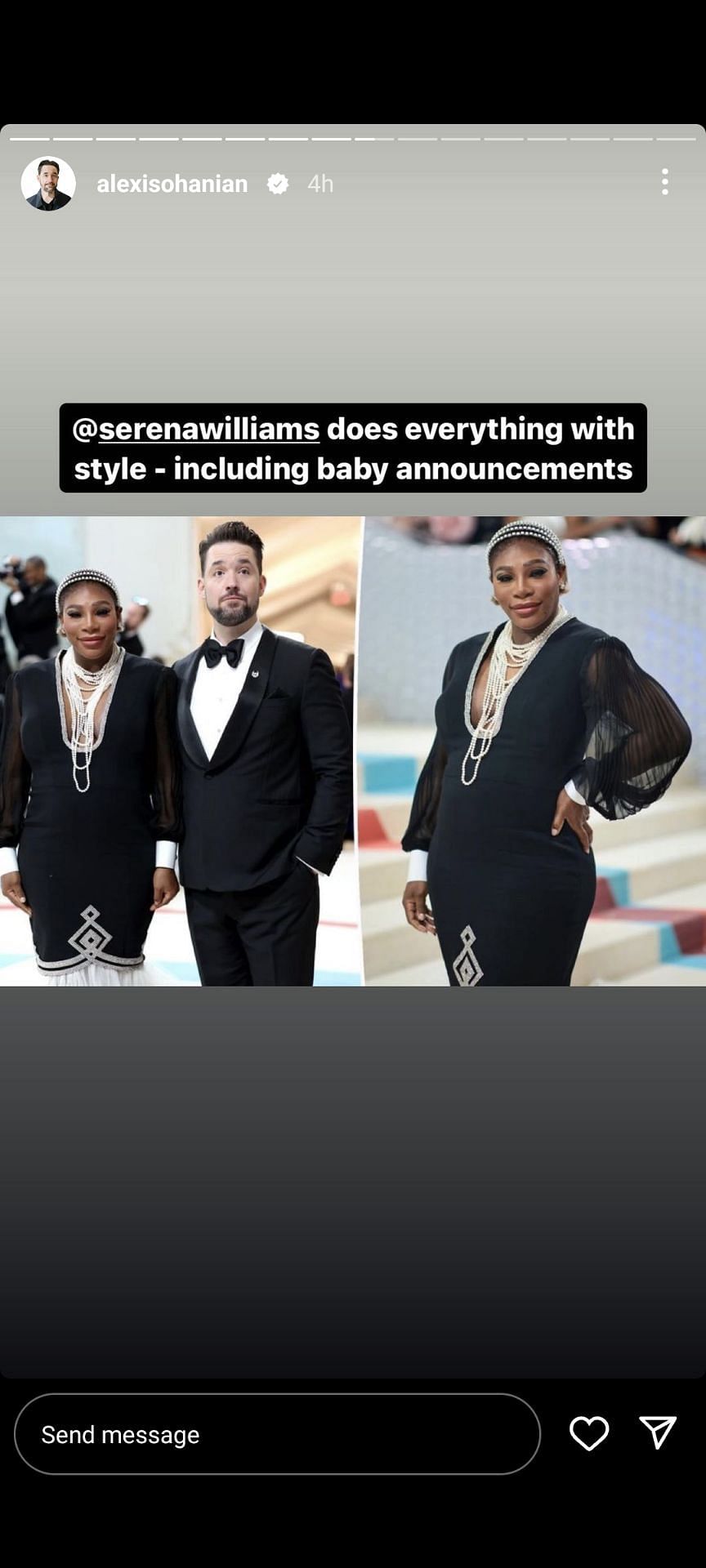Alexis Ohanian Instagram story on Serena Williams&#039; pregnancy