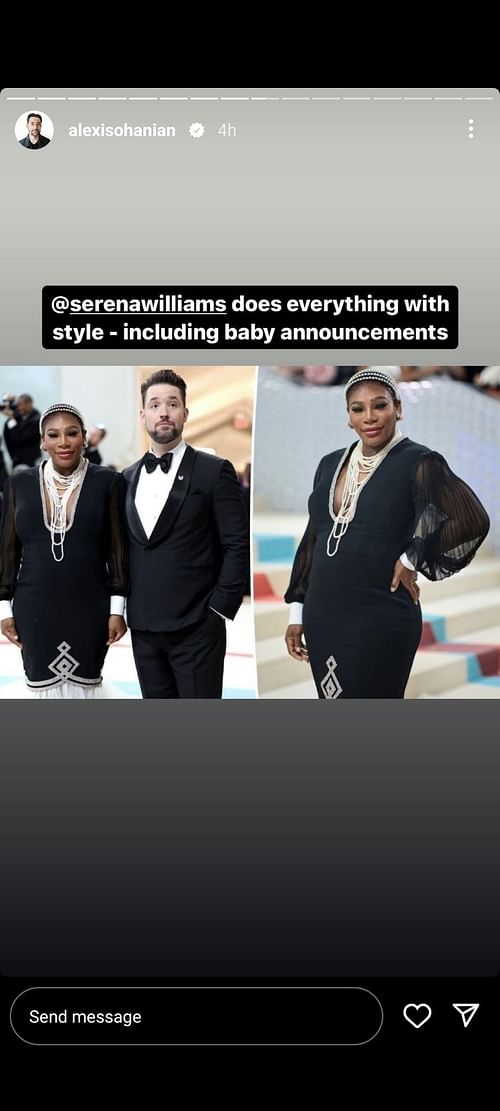 Alexis Ohanian Instagram story on Serena Williams' pregnancy