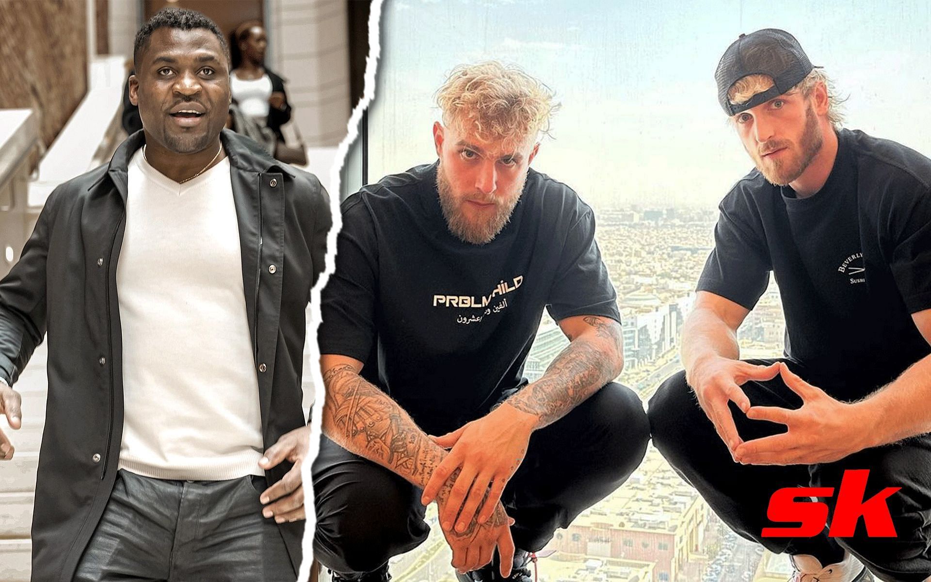 Francis Ngannou (Left), Logan and Jake Paul (Right) [Image courtesy: @francisngannou, @loganpaul on Instagram]