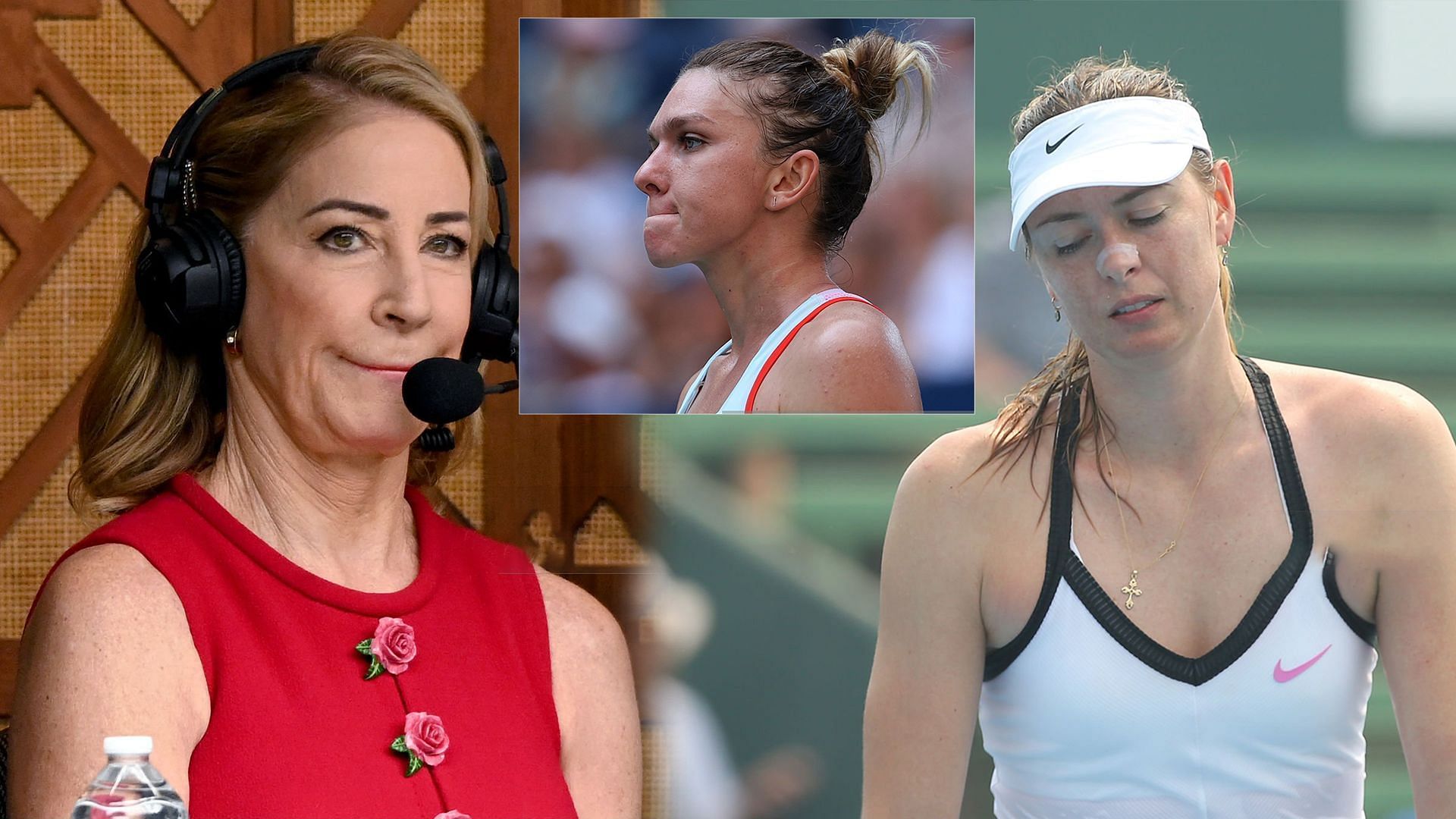 Chris Evert, Simona Halep and Maria Sharapova pictured. 