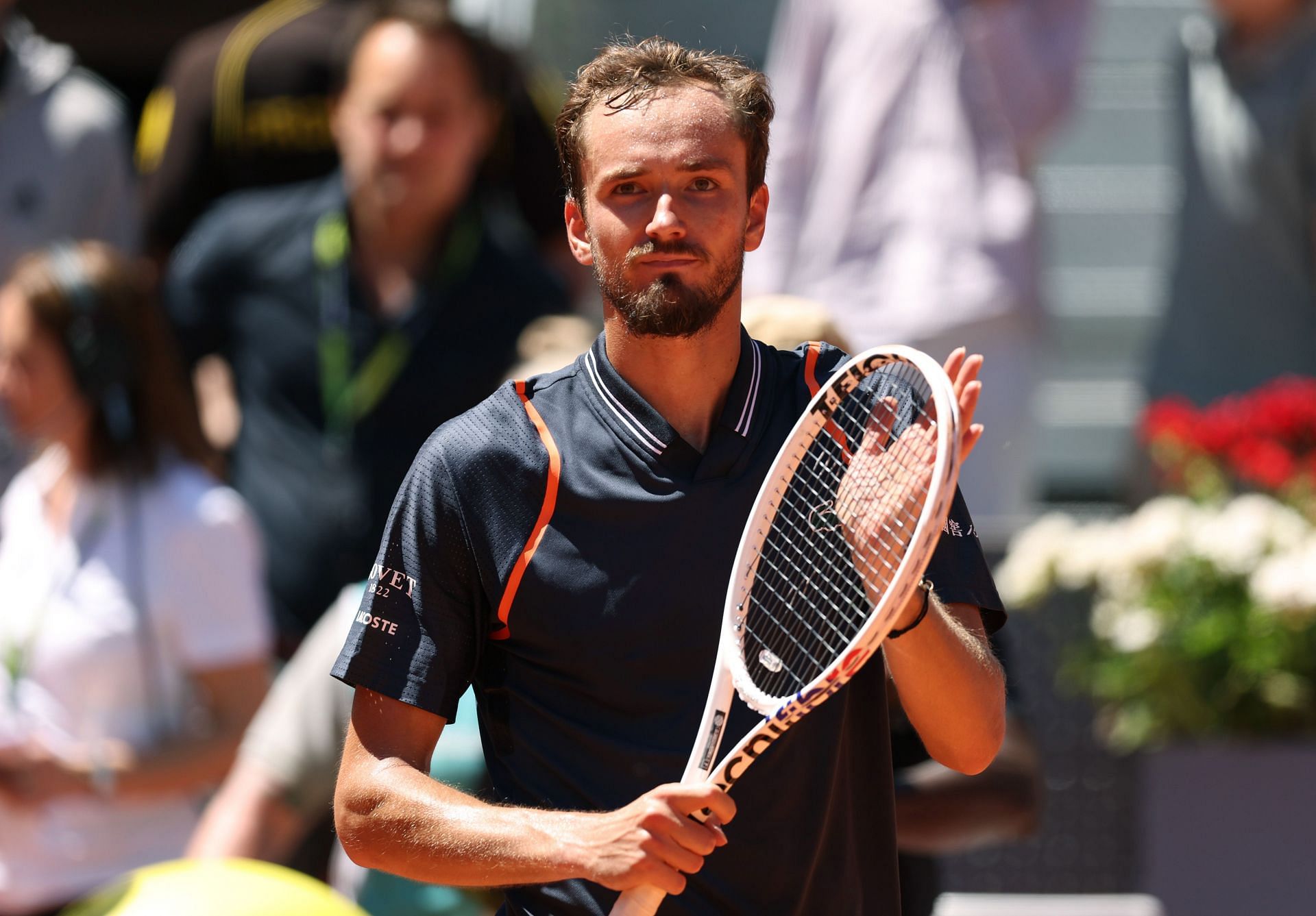 Daniil Medvedev pictured at the 2023 Mutua Madrid Open - Day Eight.