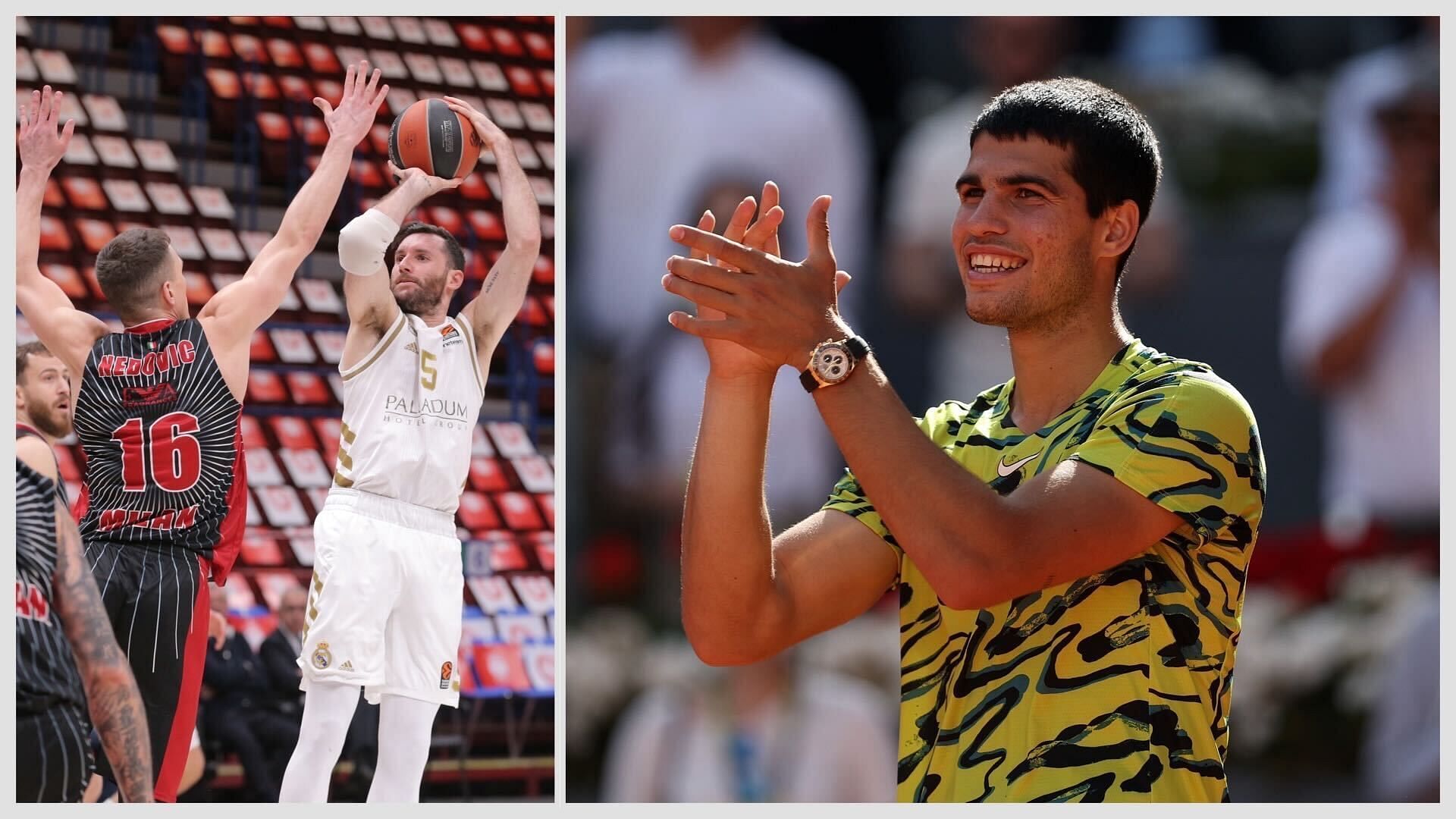 Carlos Alcaraz congratulated the Real Madrid Basketball team after their win against the Olympiacos