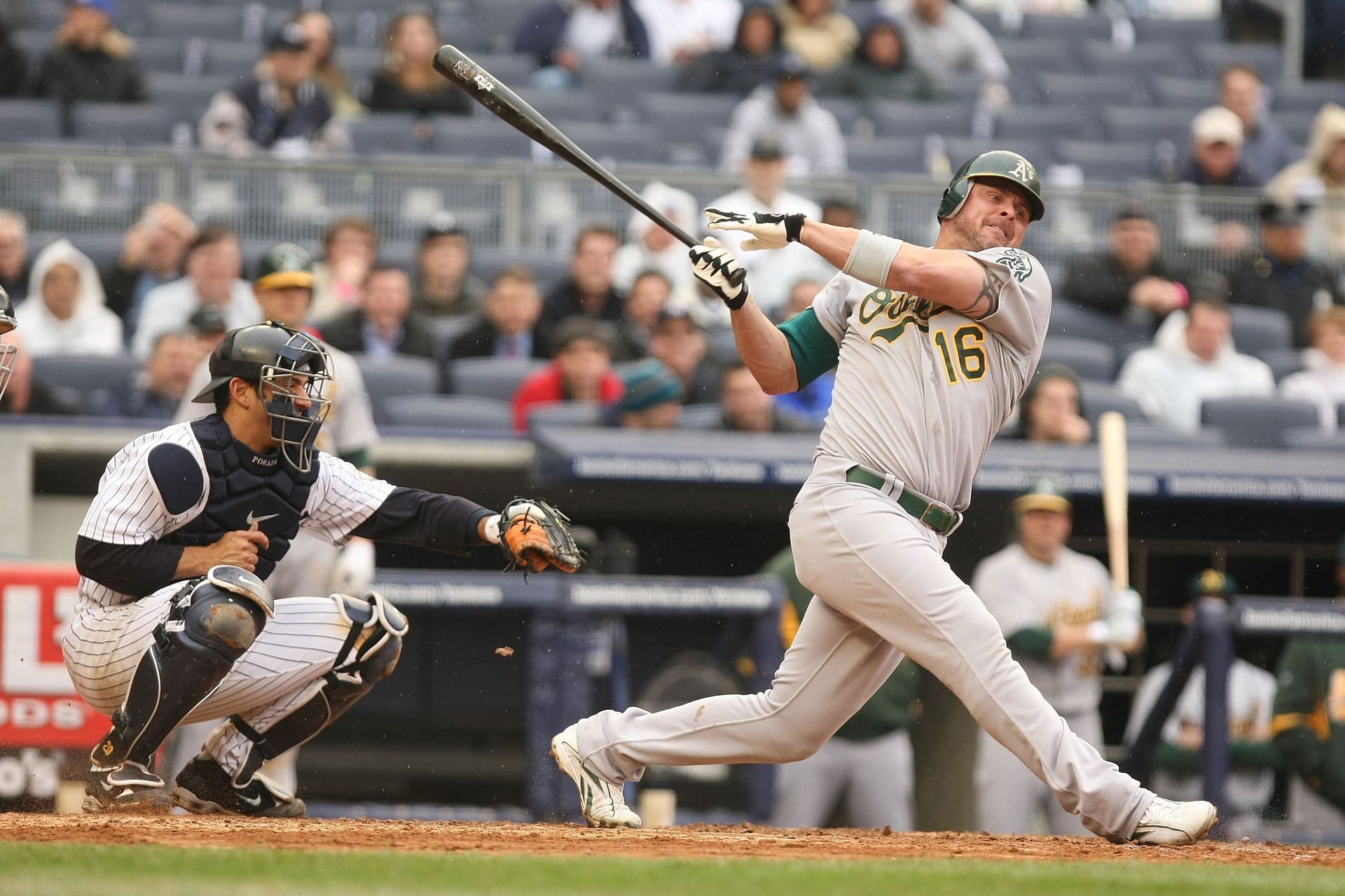 Oakland Athletics v New York Yankees NEW YORK - APRIL 22: Jason Giambi #16 of The Oakland Athletics in action against The New York Yankees during their game on April 22, 2009 at Yankee Stadium in the Bronx Borough of New York. (Photo by Al Bello/Getty Images)