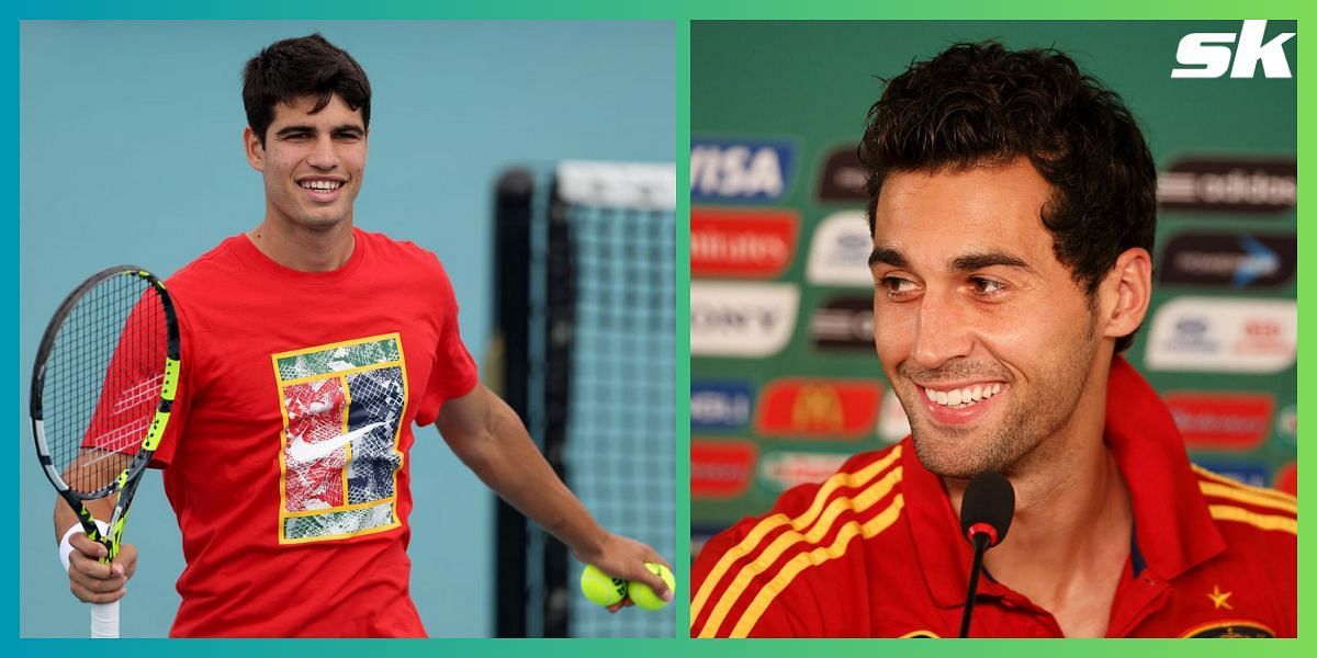 Carlos Alcaraz (L) and Alvaro Arbeloa (R)