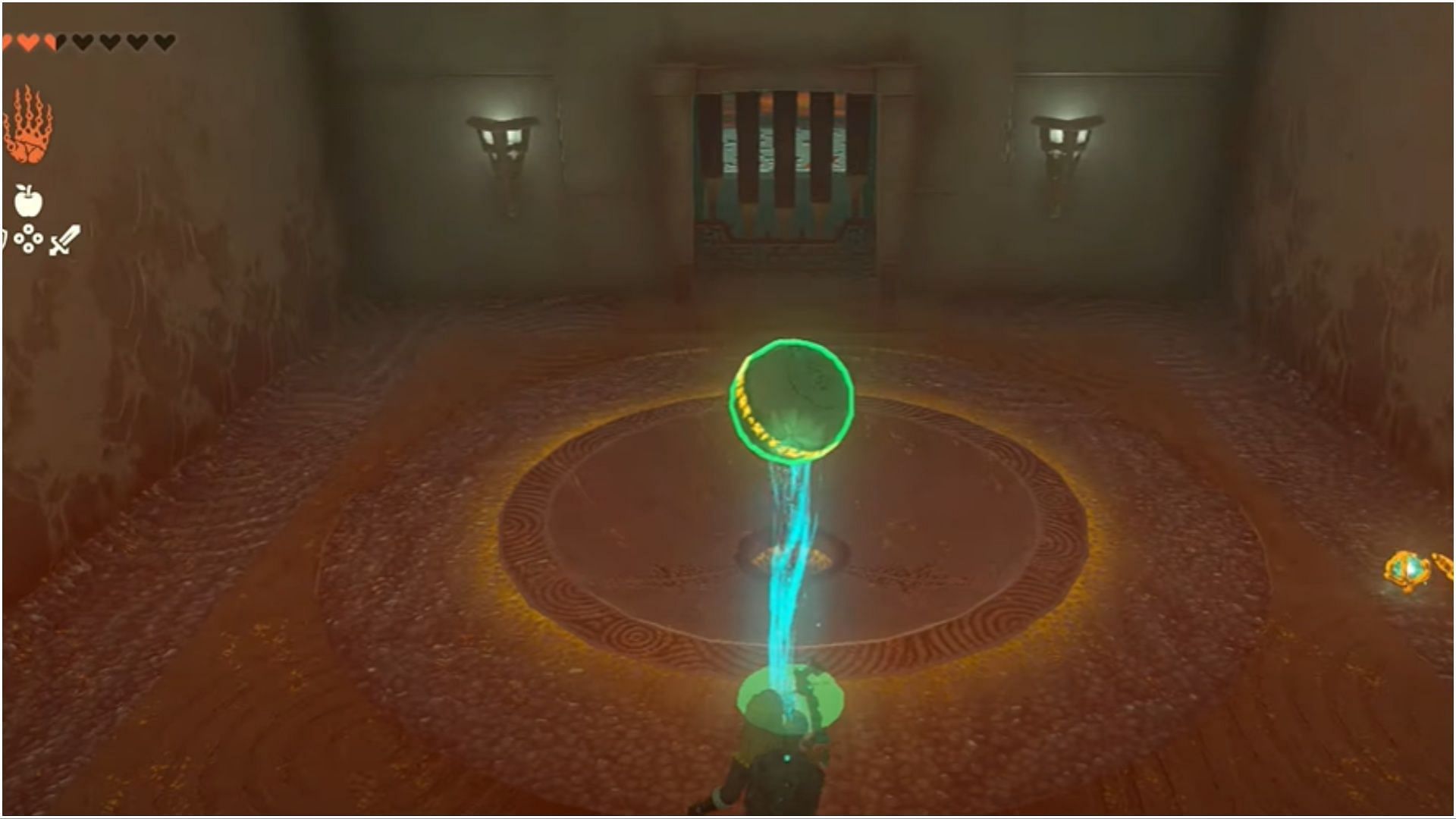 Utilize the Ultrahand capability to move the small sphere (Image via The Legend of Zelda Tears of the Kingdom)