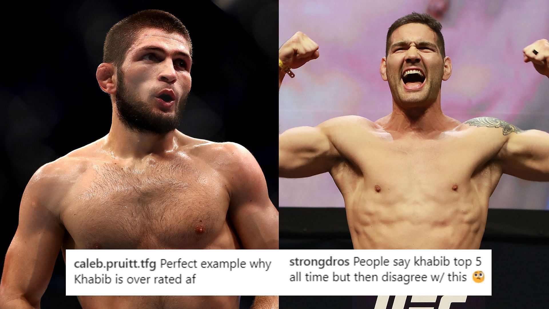 Khabib Nurmagomedov (left), Chris Weidman (right)