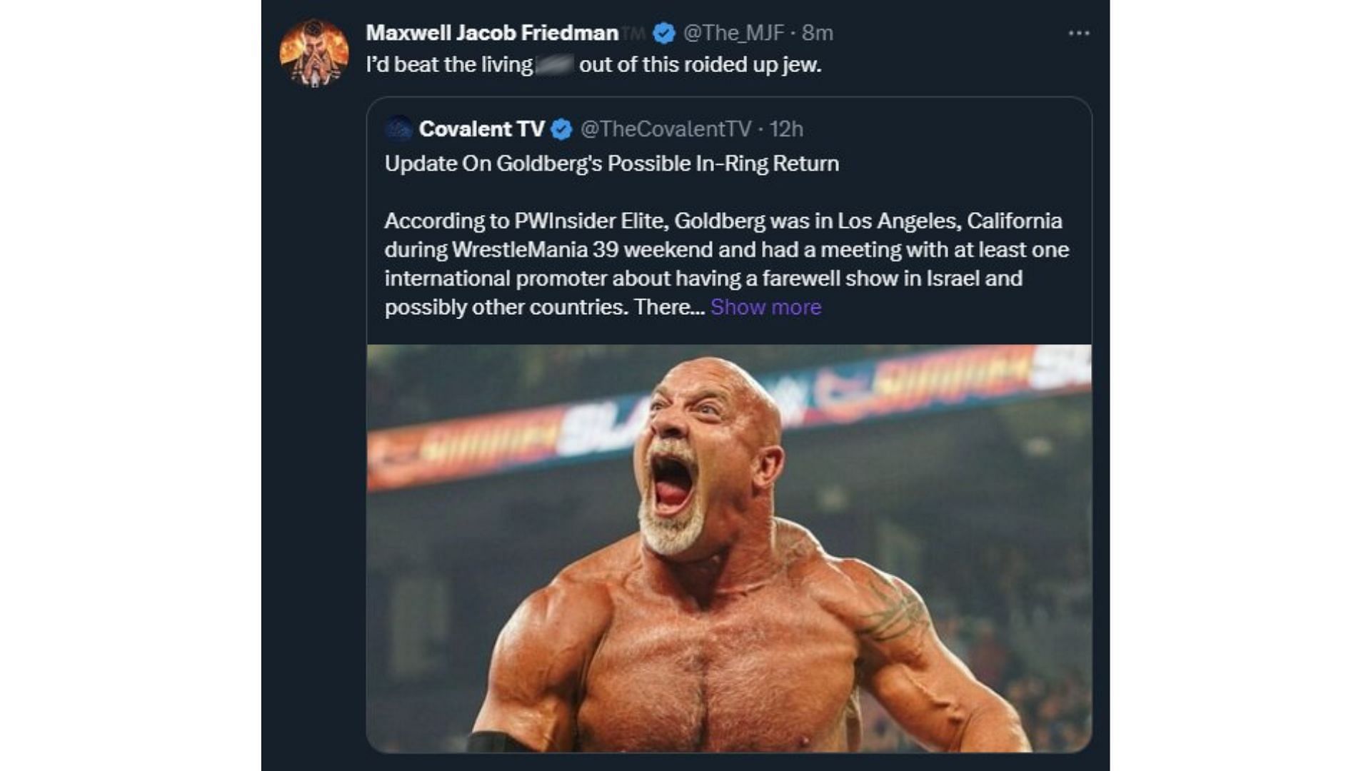Friedman might have deleted the tweet, but fans luckily took screenshots beforehand.