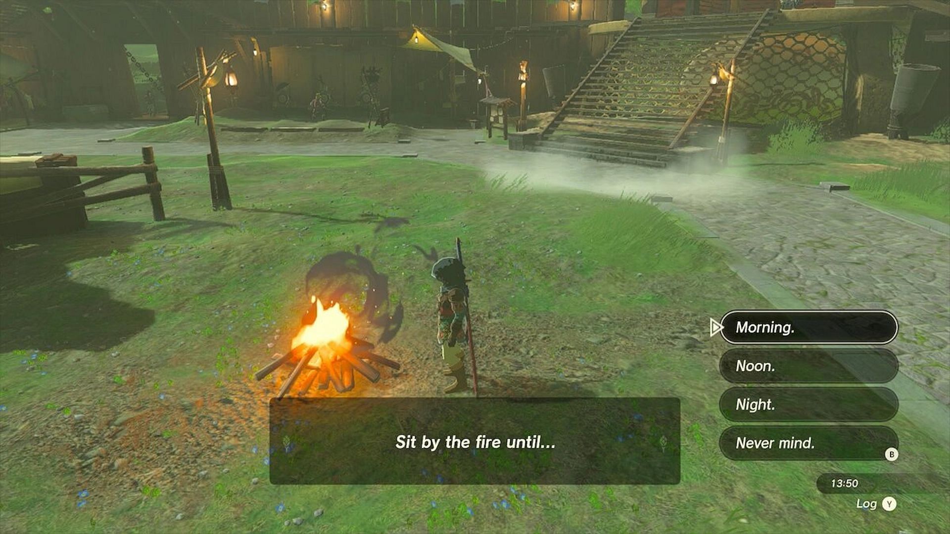 You can use a campfire to pass the time (Image via The Legend of Zelda Tears of the Kingdom)