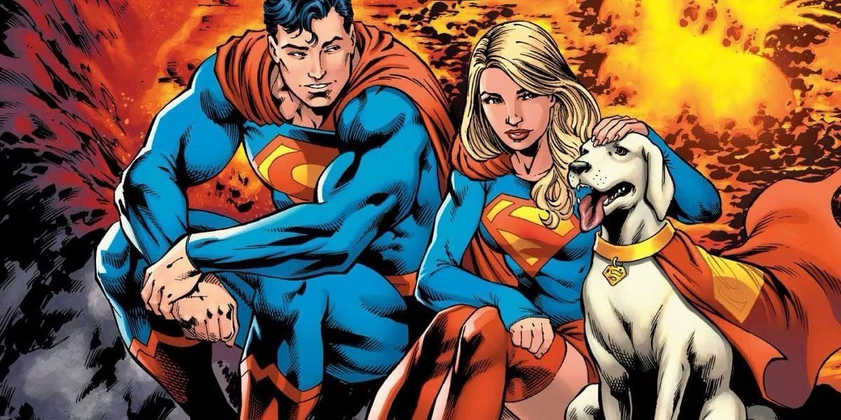 James Gunn and Chris Pratt share a laugh as they discuss Krypto&#039;s appearance in the upcoming Superman reboot (Image via DC Comics)