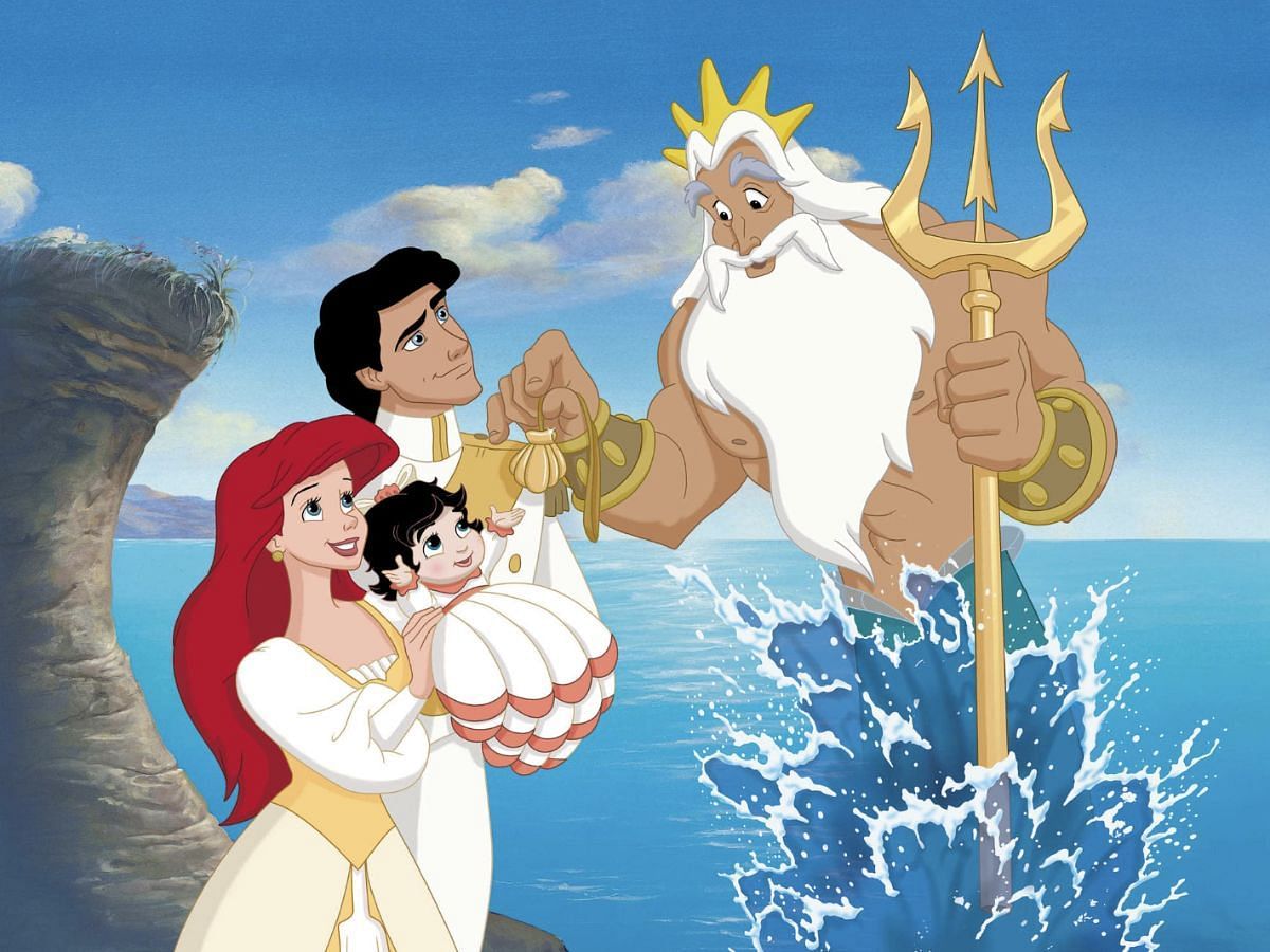 Ariel, Eric, and Melody in The Little Mermaid II: Return to the Sea (Image via IMDb)