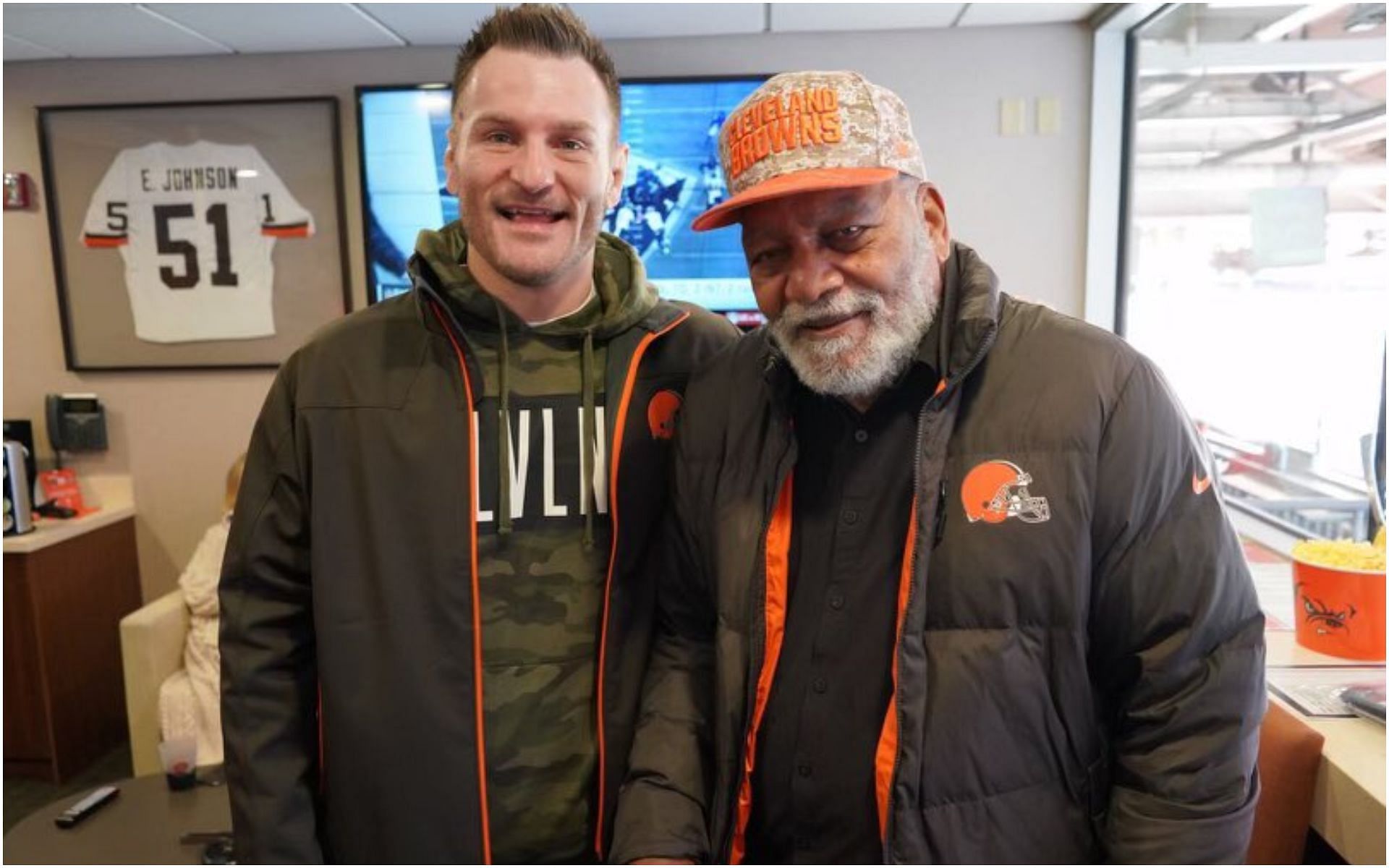 Stipe Miocic along with late Jim Brown