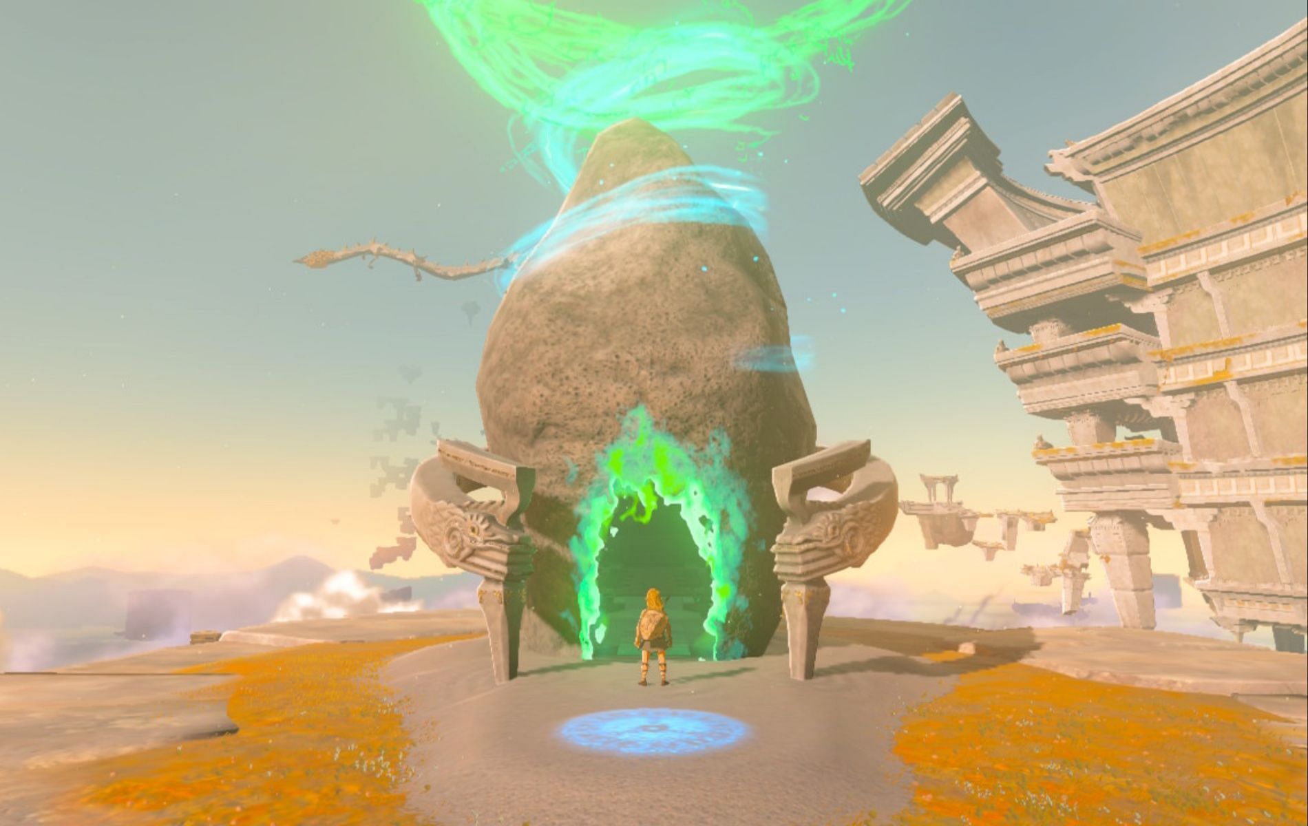 Shrines are scattered all around Hyrule, offering various challenges for Link to overcome (Image via Nintendo)