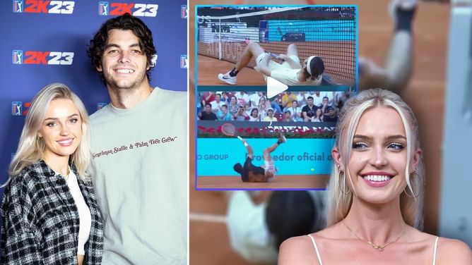 Taylor Fritz's girlfriend Morgan Riddle reacts hilariously to his "cartoon"-like fall at Madrid Open