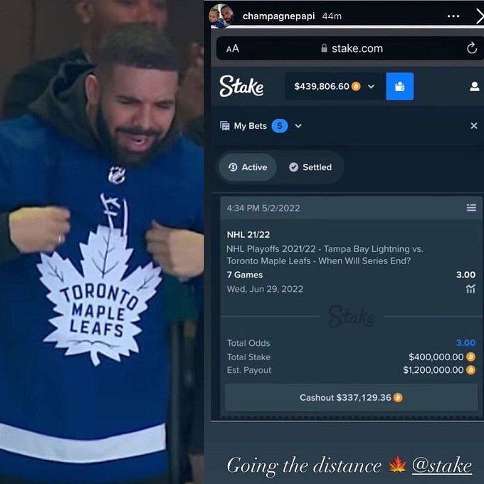 Drake wins massive bet after Leafs lose to Lightning
