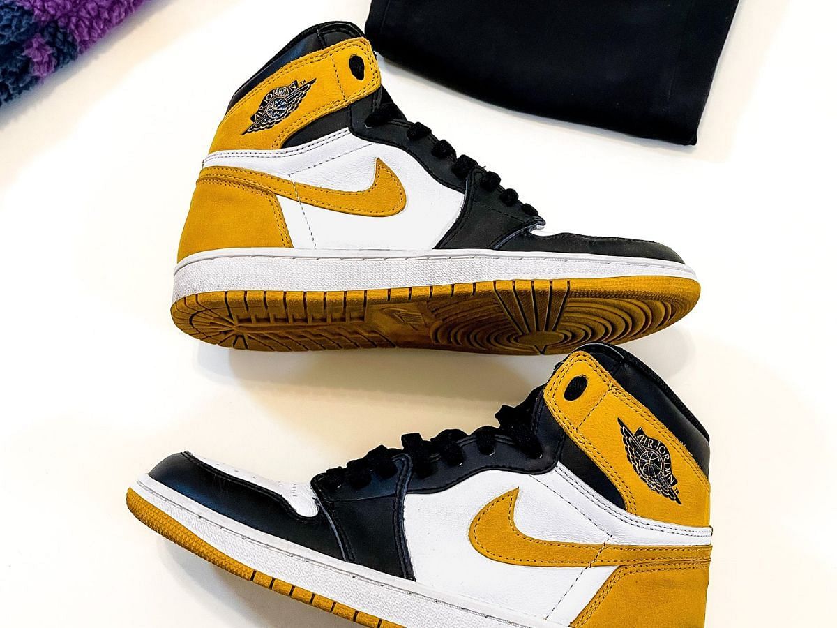 Air Jordan 1 High Yellow Ochre shoes (Image via Twitter/@SenpaiKoala)