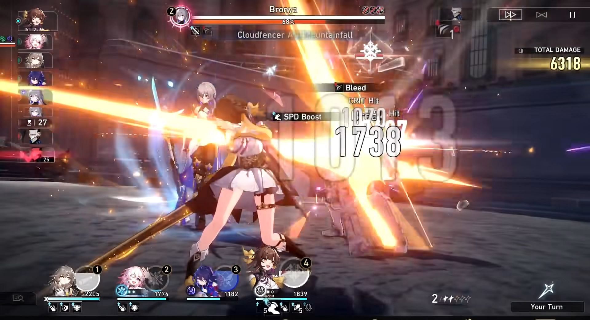 Sushang dealing extra damage due to her passive (Image via Honkai Star Rail)