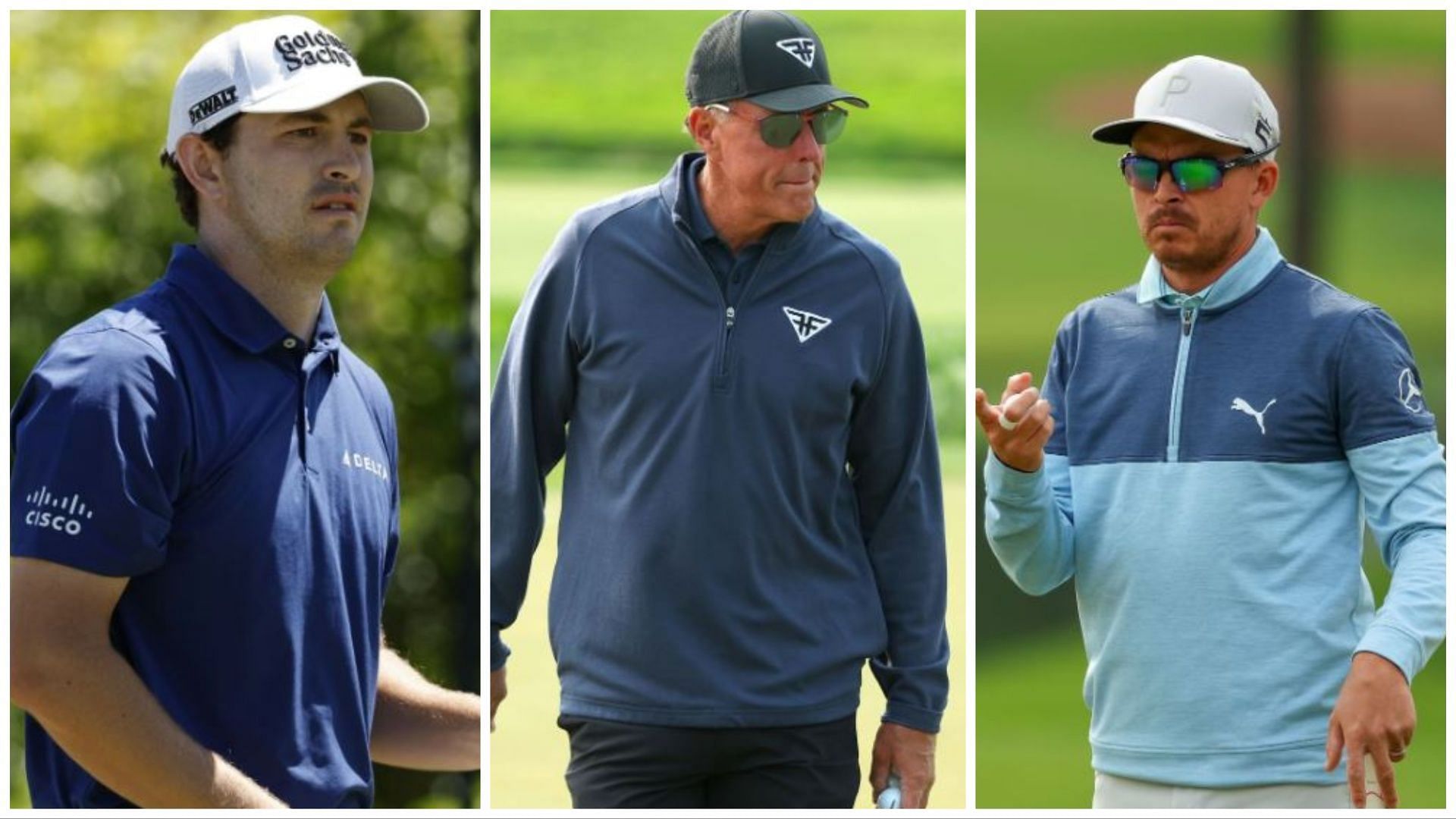 Patrick Cantlay, Phil Mickelson and Rickie Fowler (via Getty Images)