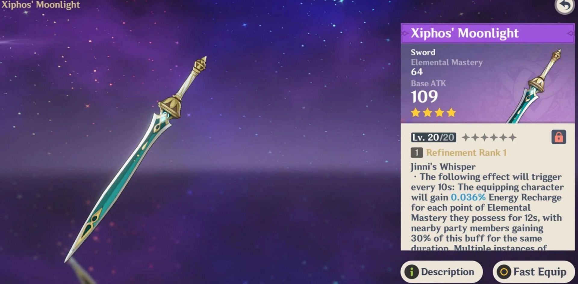 Xiphos&rsquo; Moonlight is a good EM weapon (Image via HoYoverse)