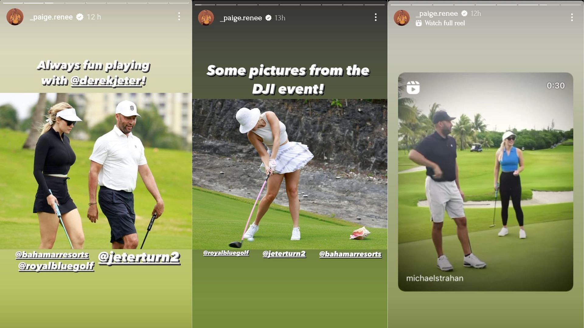 Moments from Derek Jeter&#039;s charity event shared by Paige Spiranac on Instagram