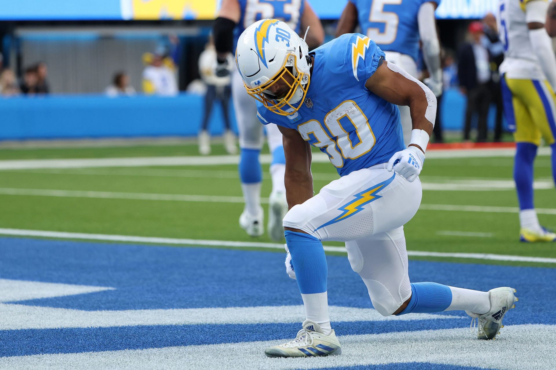 Austin Ekeler during Los Angeles Rams v Los Angeles Chargers