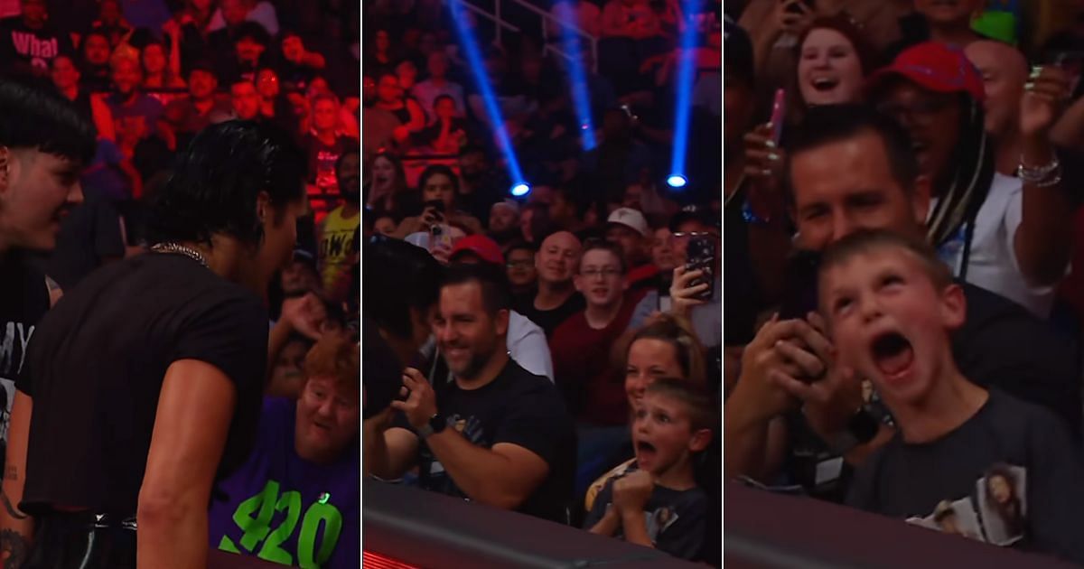 The fans at ringside had a good laugh courtesy of Rhea Ripley and the kid.
