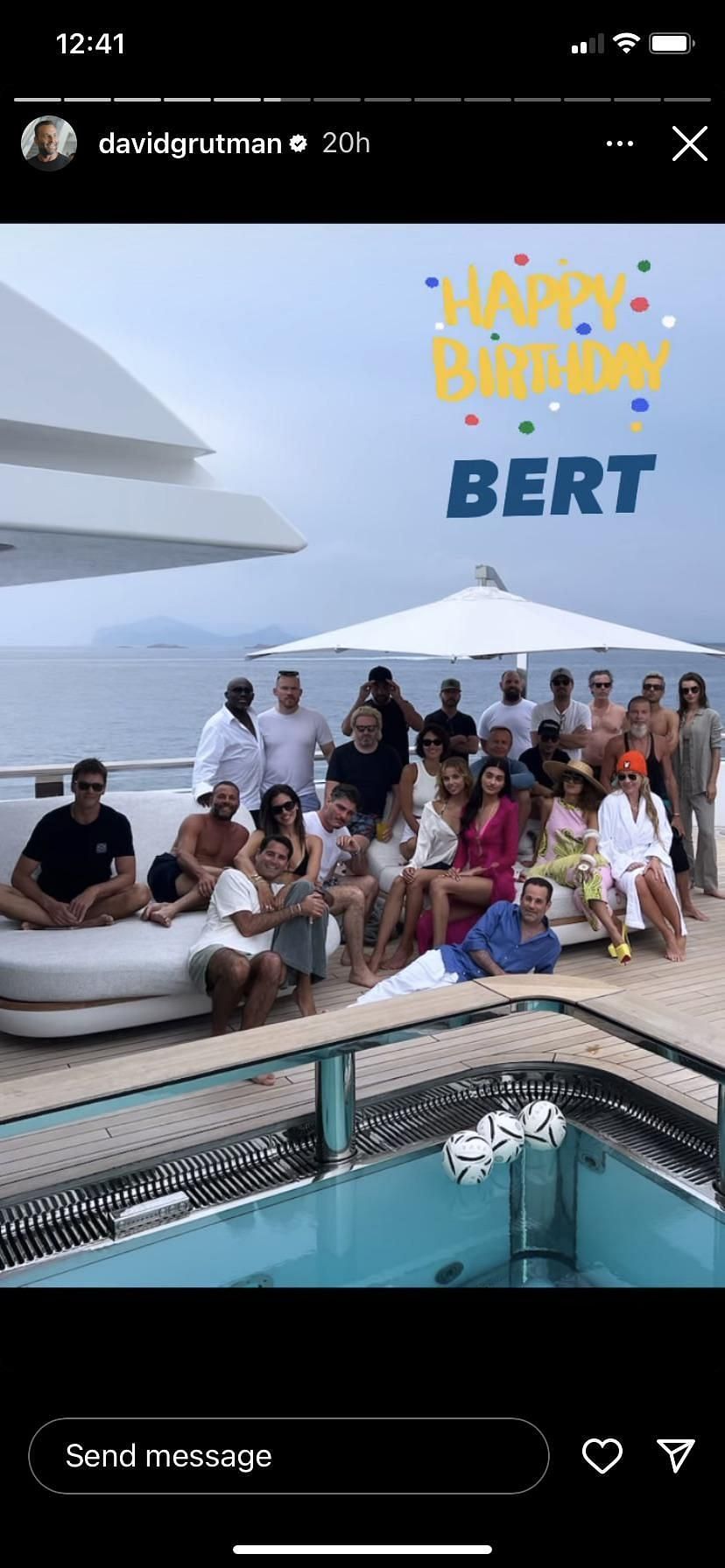 Tom Brady and Leonardo DiCaprio were just some of the guests during Bert Hedaya&#039;s birthday celebration in Italy. (Image credit: Instagram.com/davidgrutman)