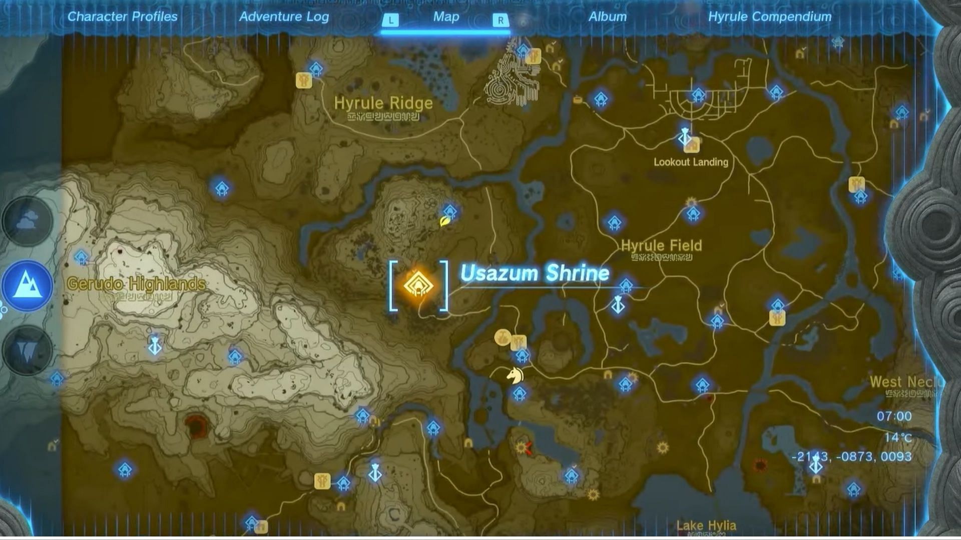 The Usazum shrine location in Tears of The Kingdom (Image via Nintendo)