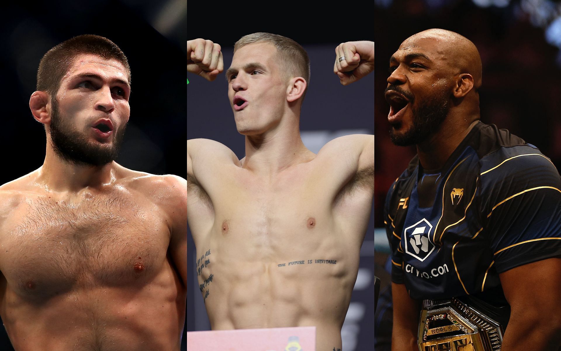 From the left- Khabib Nurmagomedov, Ian Garry and Jon Jones [Image credits: Getty Images]