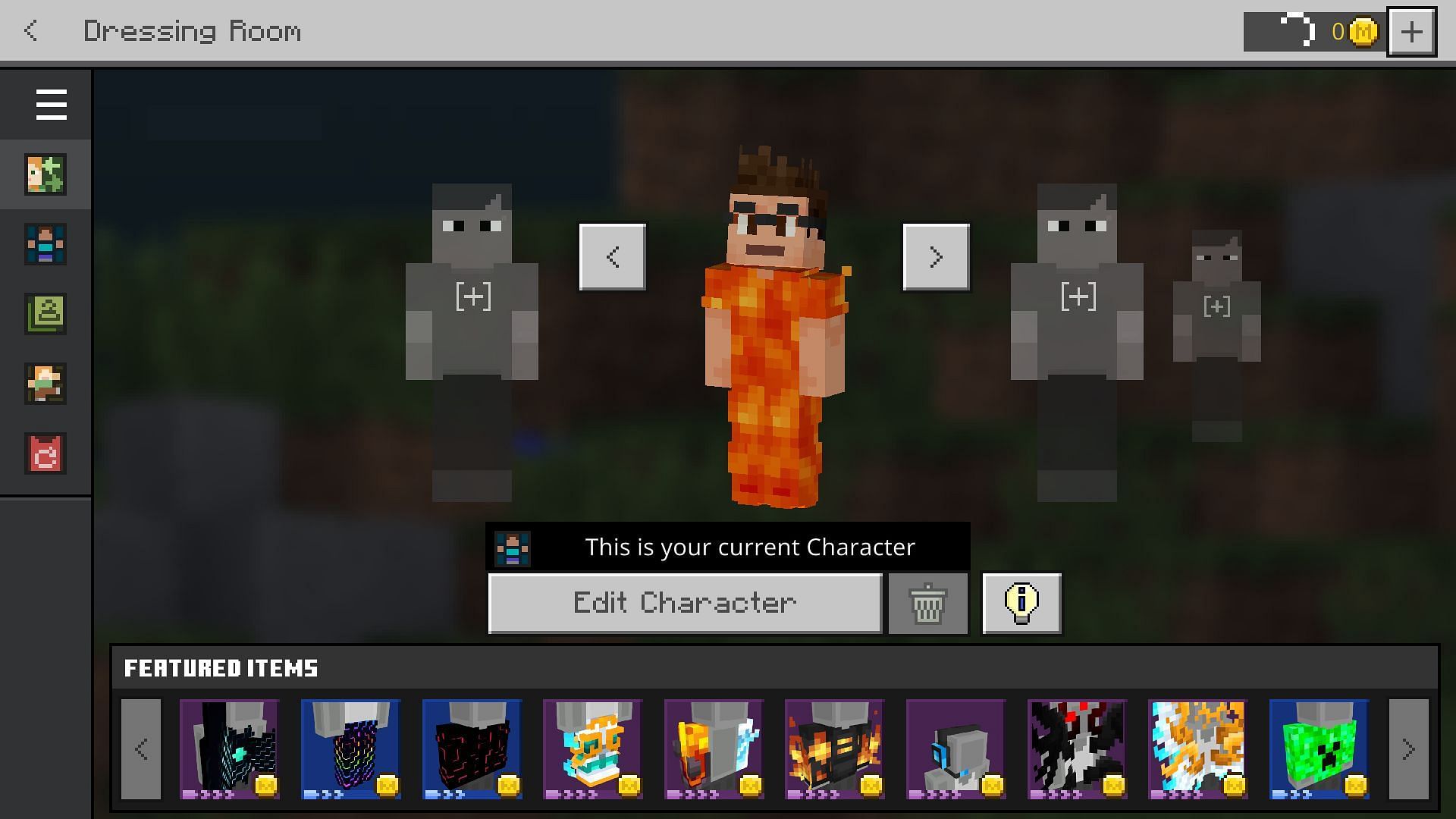 Skin Customization window in Minecraft Bedrock Edition, where players can customize their in-game character and add a bunch of accessories to them (Image via Mojang)