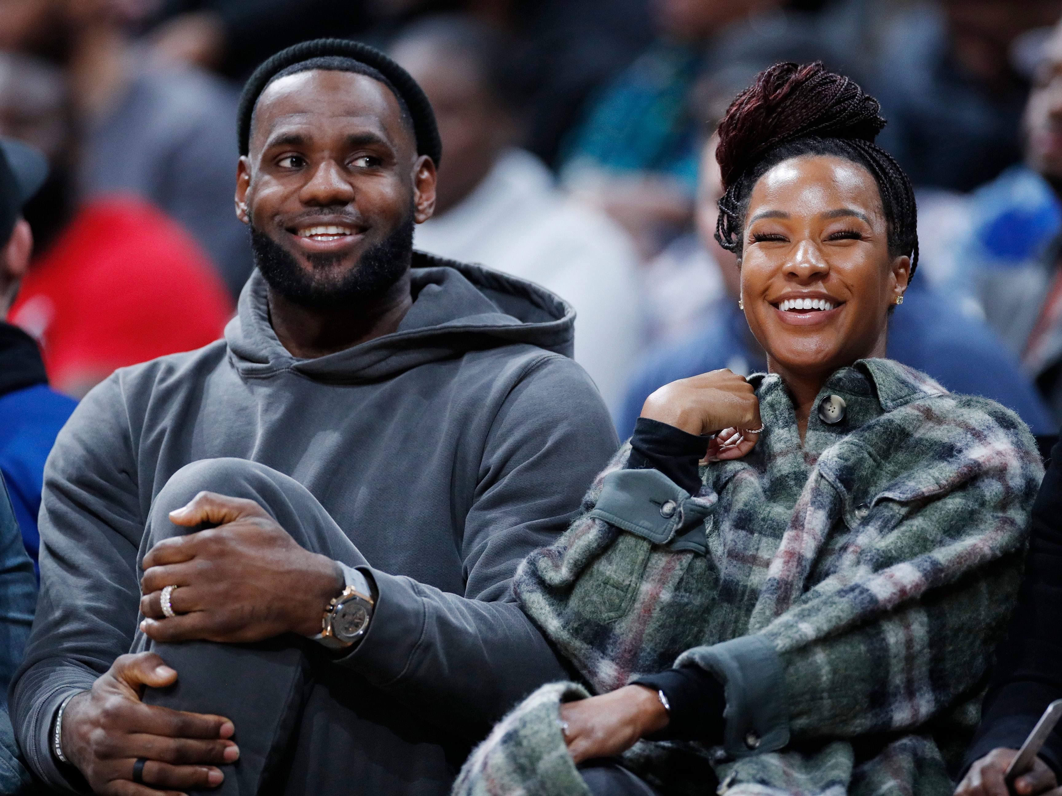 LeBron and Savannah James at the Ohio Scholastic Play-By-Play Classic