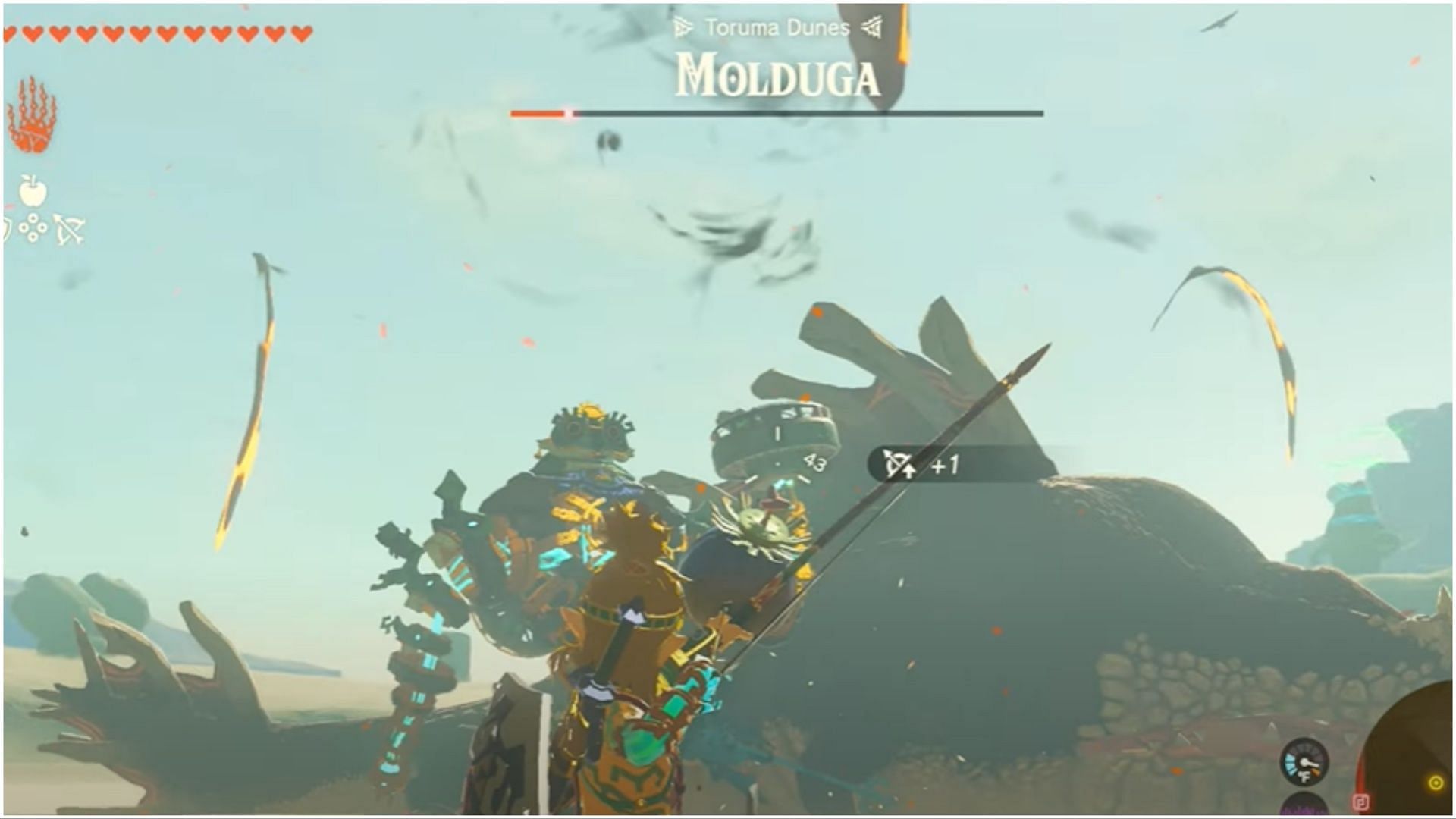 Molduga&#039;s movements complicate charging attacks (Image via The Legend of Zelda Tears of the Kingdom)