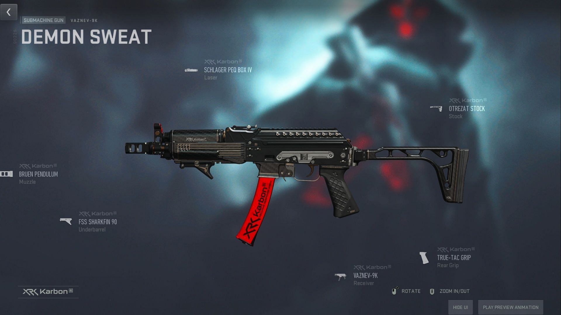 The Demon Sweat weapon blueprint for the Vaznev-9k in Warzone 2 Season 3 Reloaded (Image via Activision)