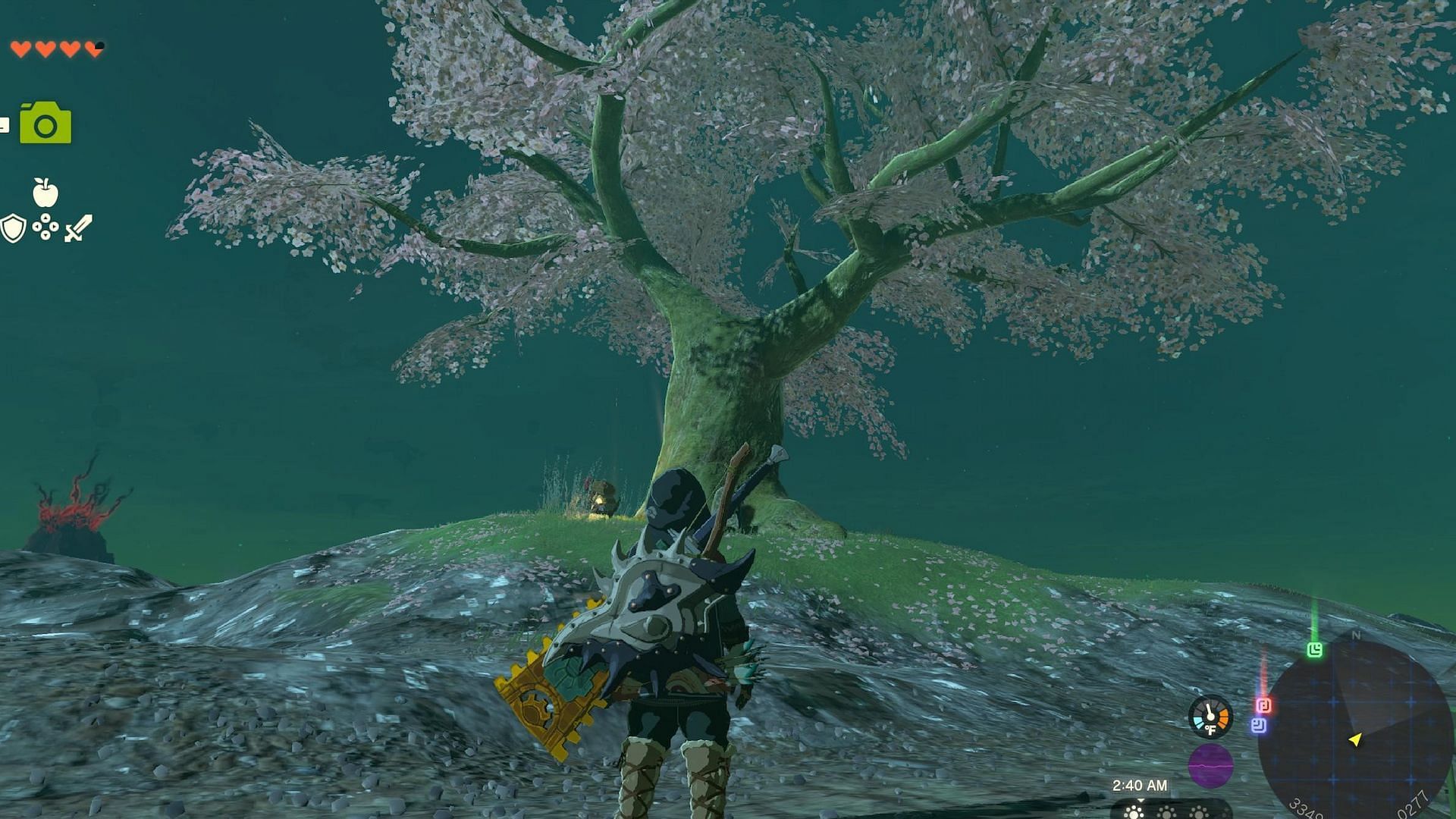 Satori cherry blossom trees aid in marking cave locations in The Legend of Zelda Tears of the Kingdom (Image via Nintendo)