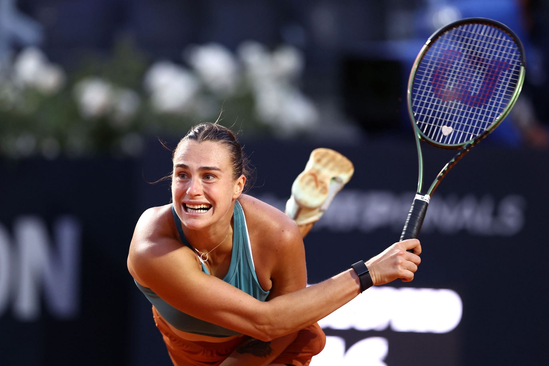 Aryna Sabalenka in action at the Italian Open